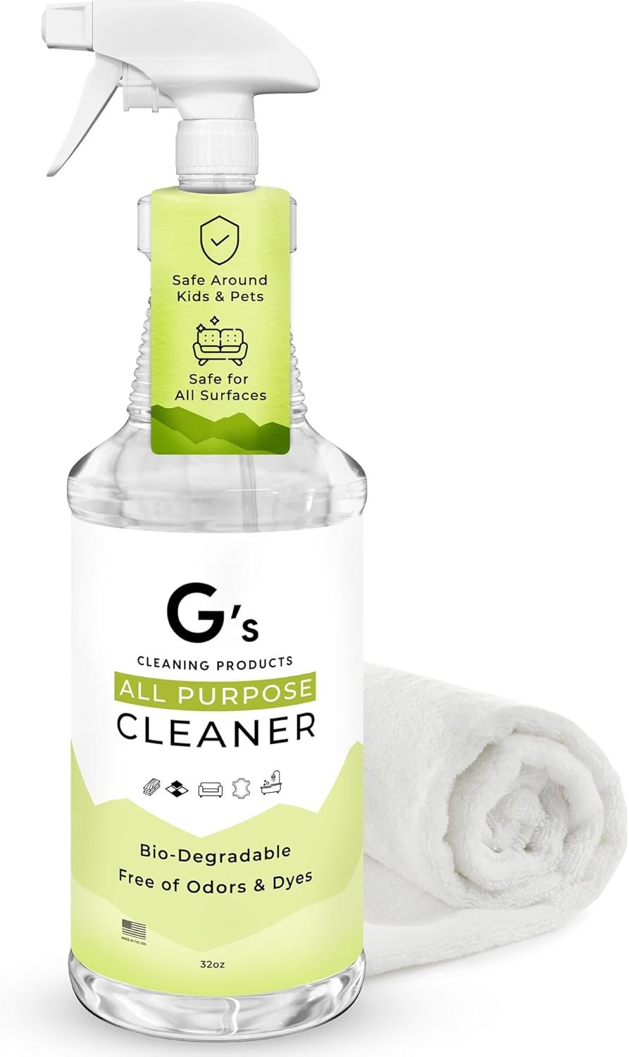 G’s Cleaning Biodegradable All Purpose Cleaner – 32 oz Non-Toxic Natural Cleaning Spray – Multipurpose Cleaner Spray for Multi Surface, Kitchen, Counter Top, Furniture, Floor, Home and Household
