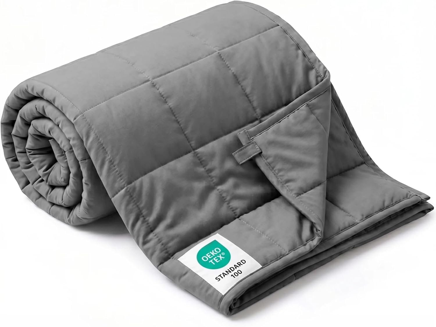 Smart Queen Weighted Blanket for Adults (15 lbs, 48” x 72”, Twin Size) Breathable Heavy Throw Blanket for 120-160 lbs, Soft Thick Blankets with Cooling Glass Beads, All Season, Machine Washable, Grey
