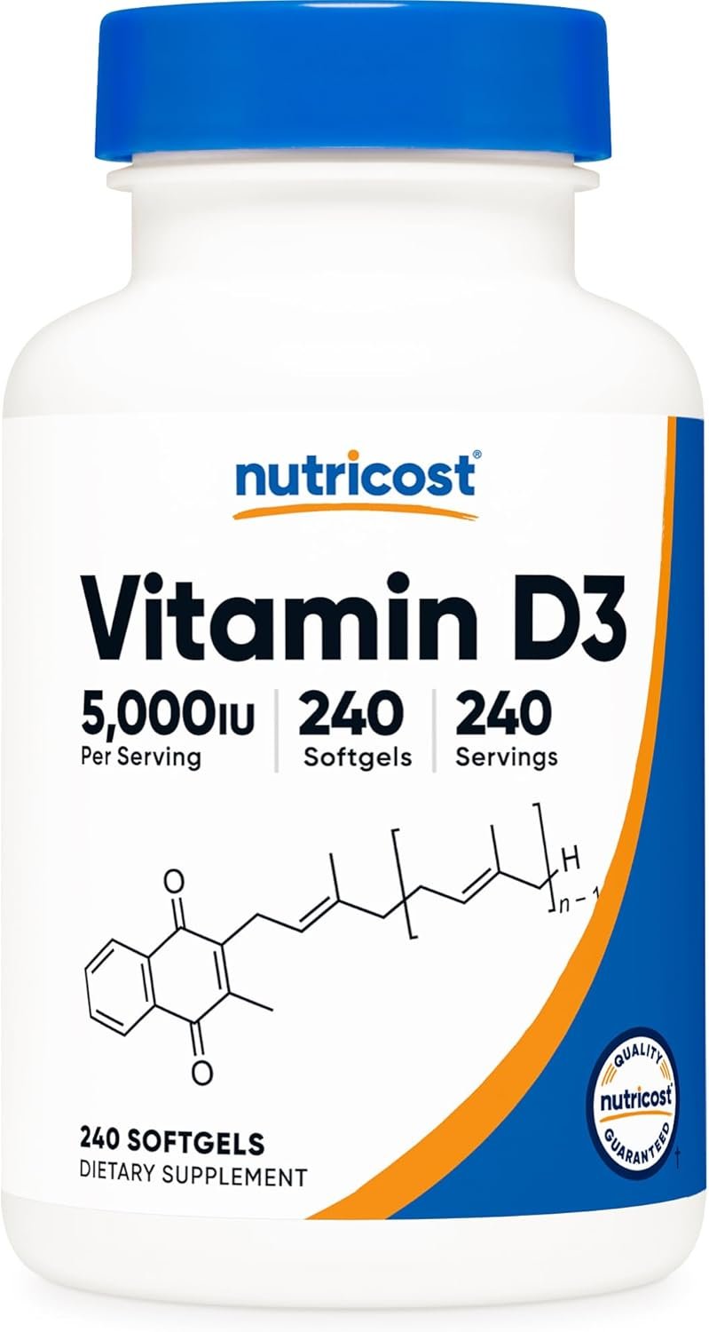 Nutricost Vitamin D3 5,000 IU (125mcg), 240 Softgels – Non-GMO and Gluten Free Vitamin D