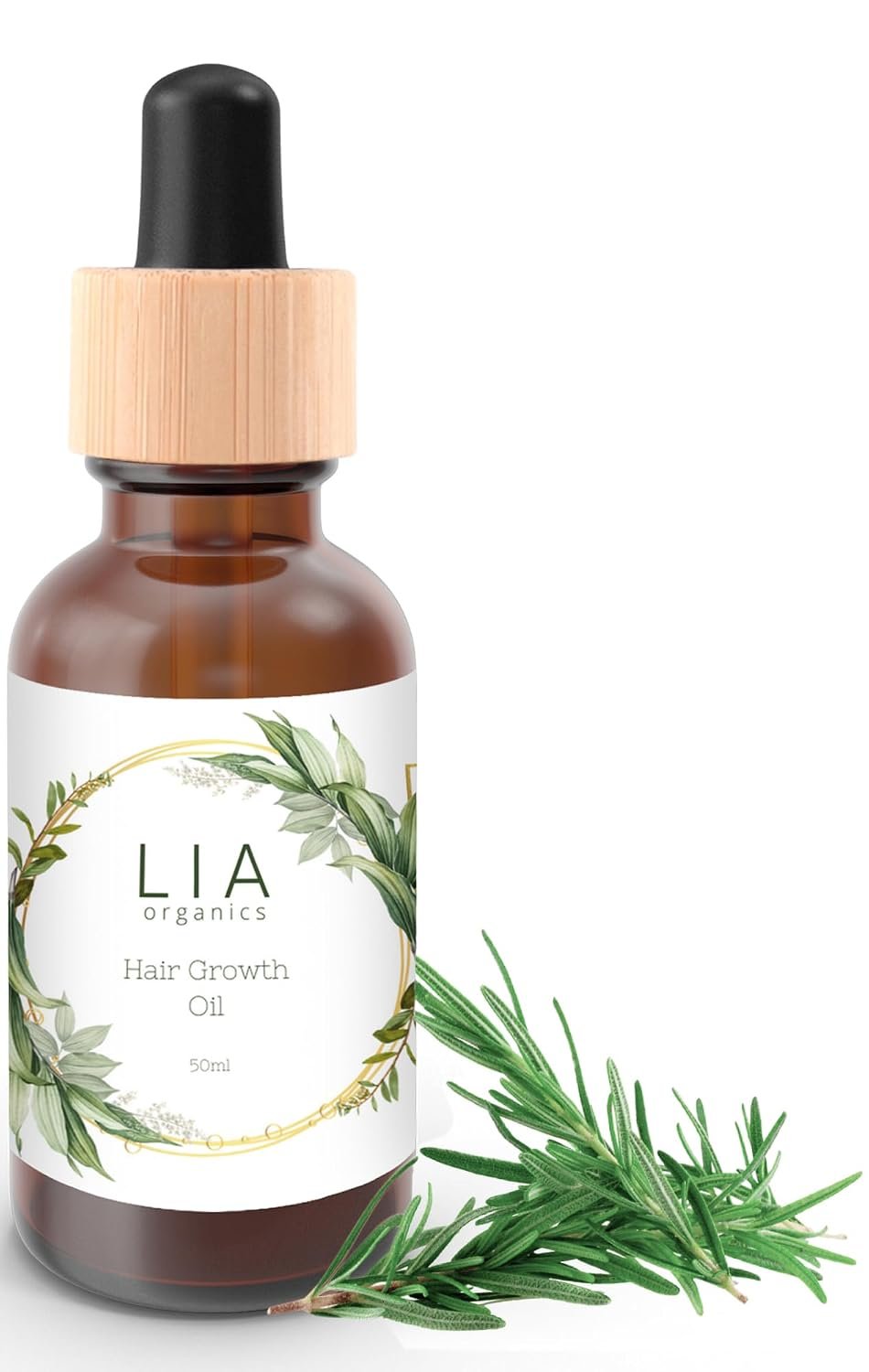 Lia Organics Hair Growth Oil – Organic, Vegan, cruelty free – Rosemary oil, castor oil, pumpkin seed oil, amla oil etc. For thick healthy hair, 1.70 Fl Oz (Pack of 1)