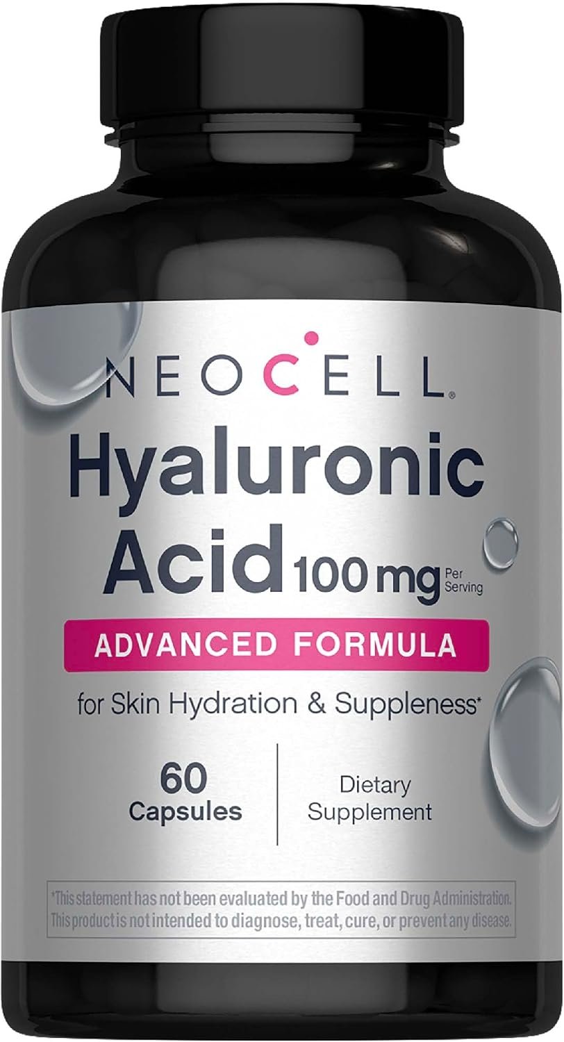 NeoCell Hyaluronic Acid Capsules | 60 Pills | 100mg | Advanced Formula Supplement | Skin Hydration & Suppleness