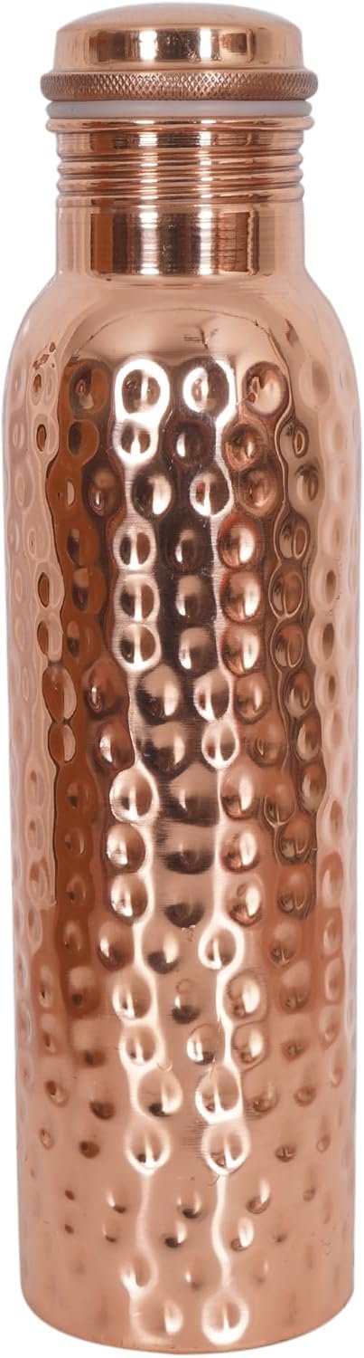 Hammered Copper Water Bottle 32 Oz Copper Vessel Lower Sugar Intake Enjoy Health Benefits Yoga Gym Sports Bottle
