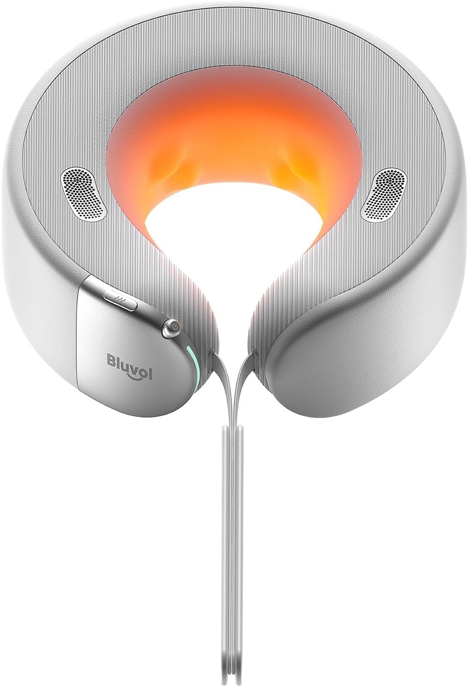 Bluvol Nest 10 Ultra Immersive Heated Neck Massager Pillow, Therapist-Style Deep Tissue Pain Relief, 360° Spatial Audio, Cordless Massager for TV Watching, Gaming, Office Work, Silver