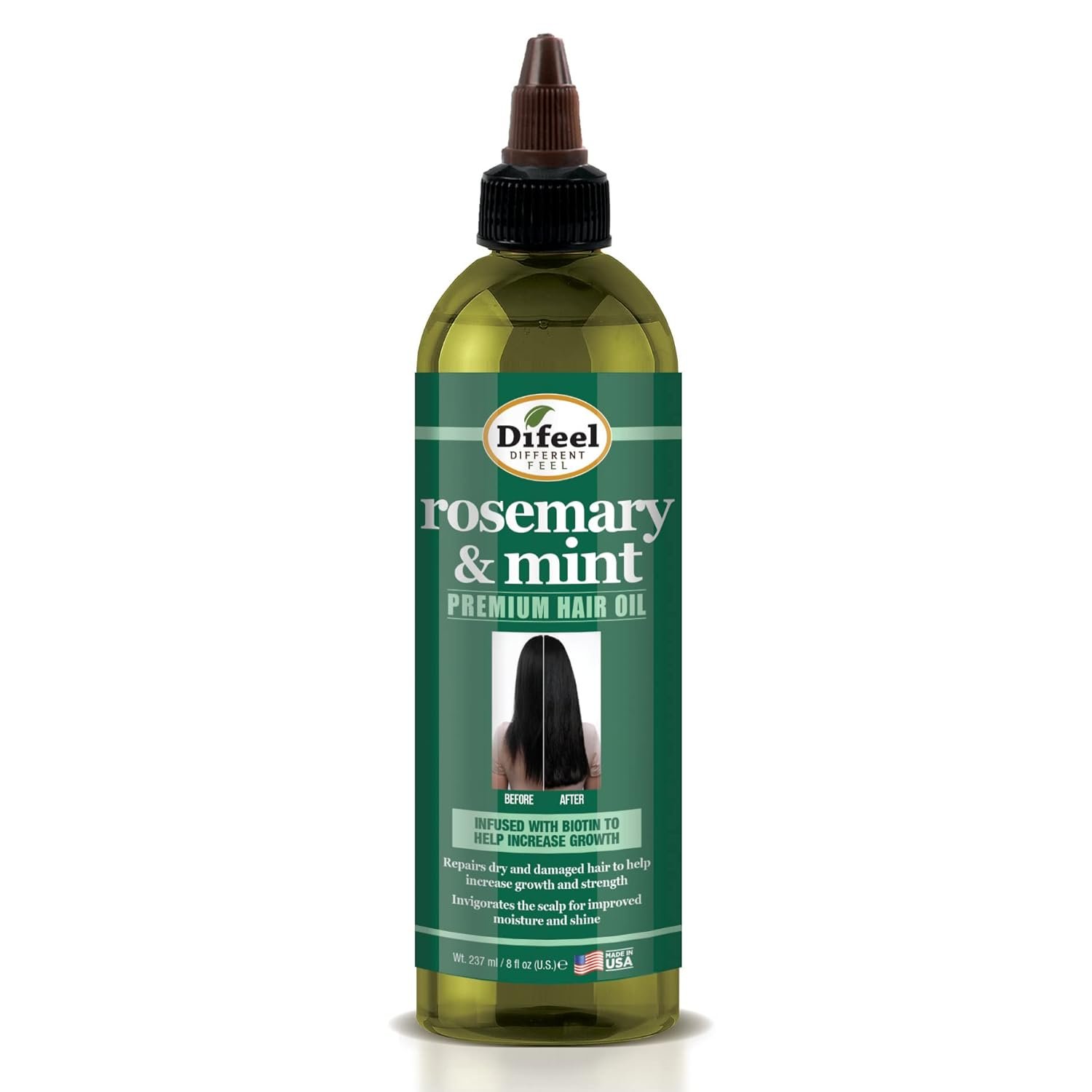 Difeel Rosemary and Mint Premium Hair Oil with Biotin 8 oz. – Made with Natural Mint & Rosemary Oil for Hair Growth