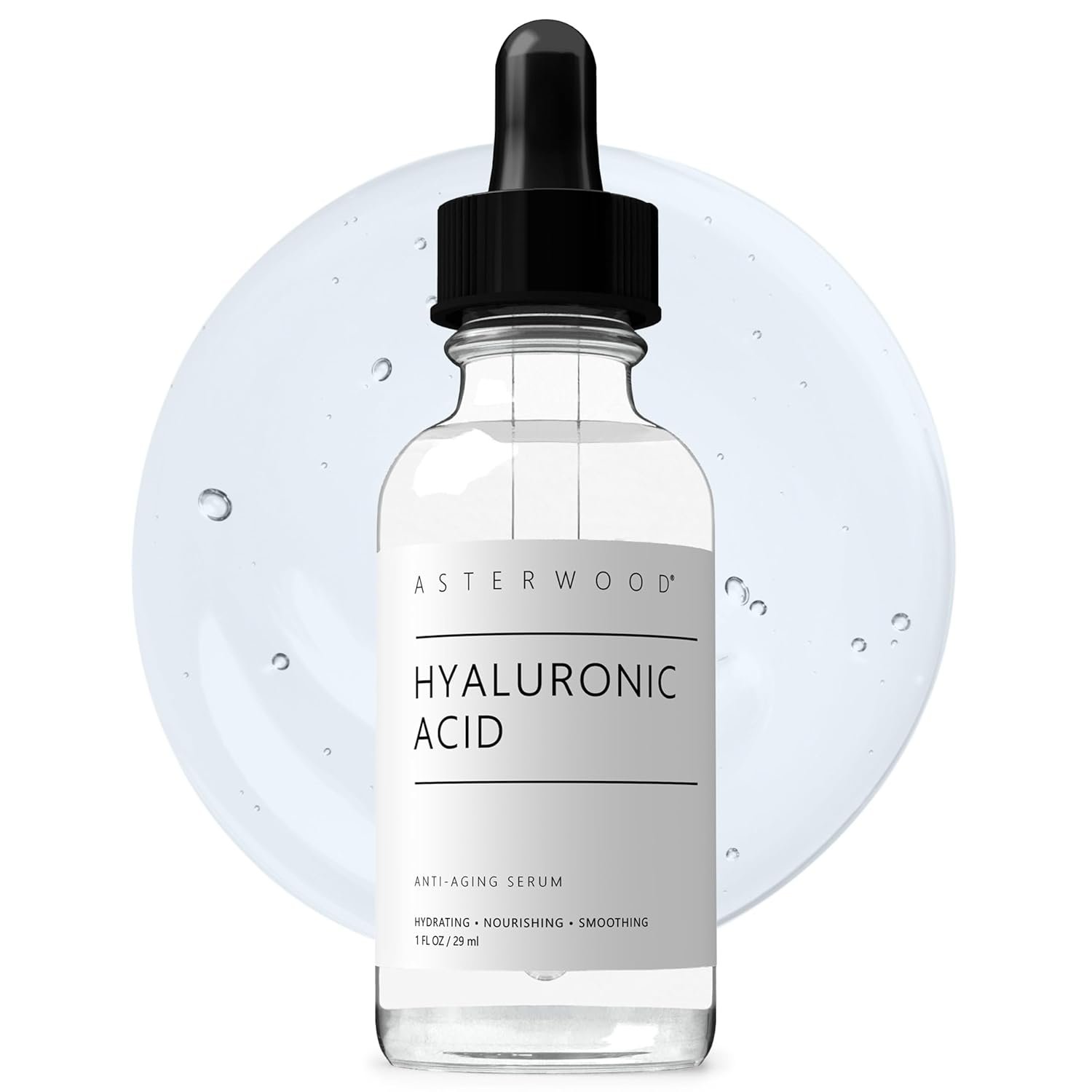 Asterwood Pure Hyaluronic Acid Serum for Face – Plumping, Anti-Aging, Hydrating – Fragrance-Free – 1 Fl Oz