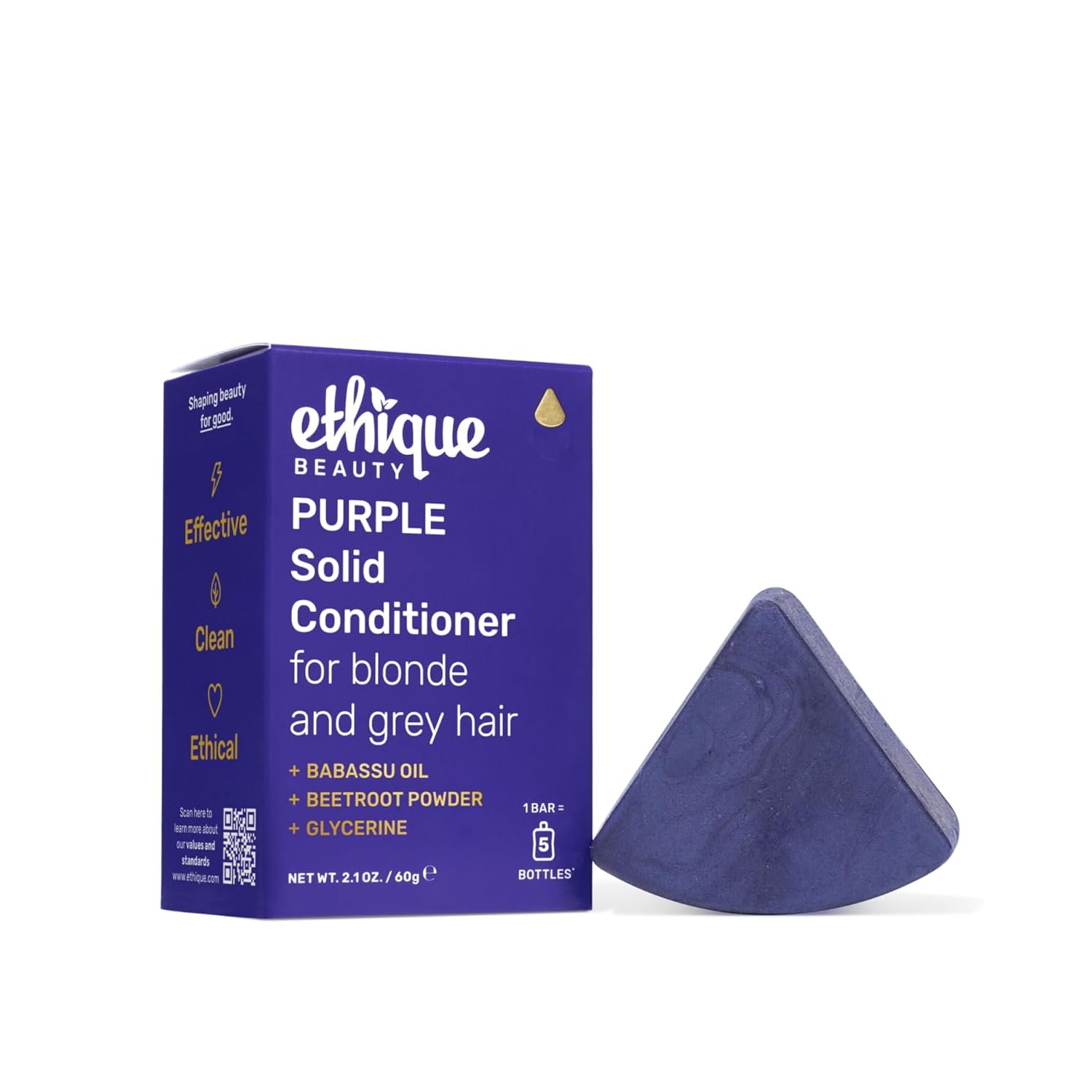 Ethique Purple Conditioner Bar for toning brassy hair – Plastic-Free, Cruelty-Free, Vegan, 2.12 oz – Formerly Tone it Down