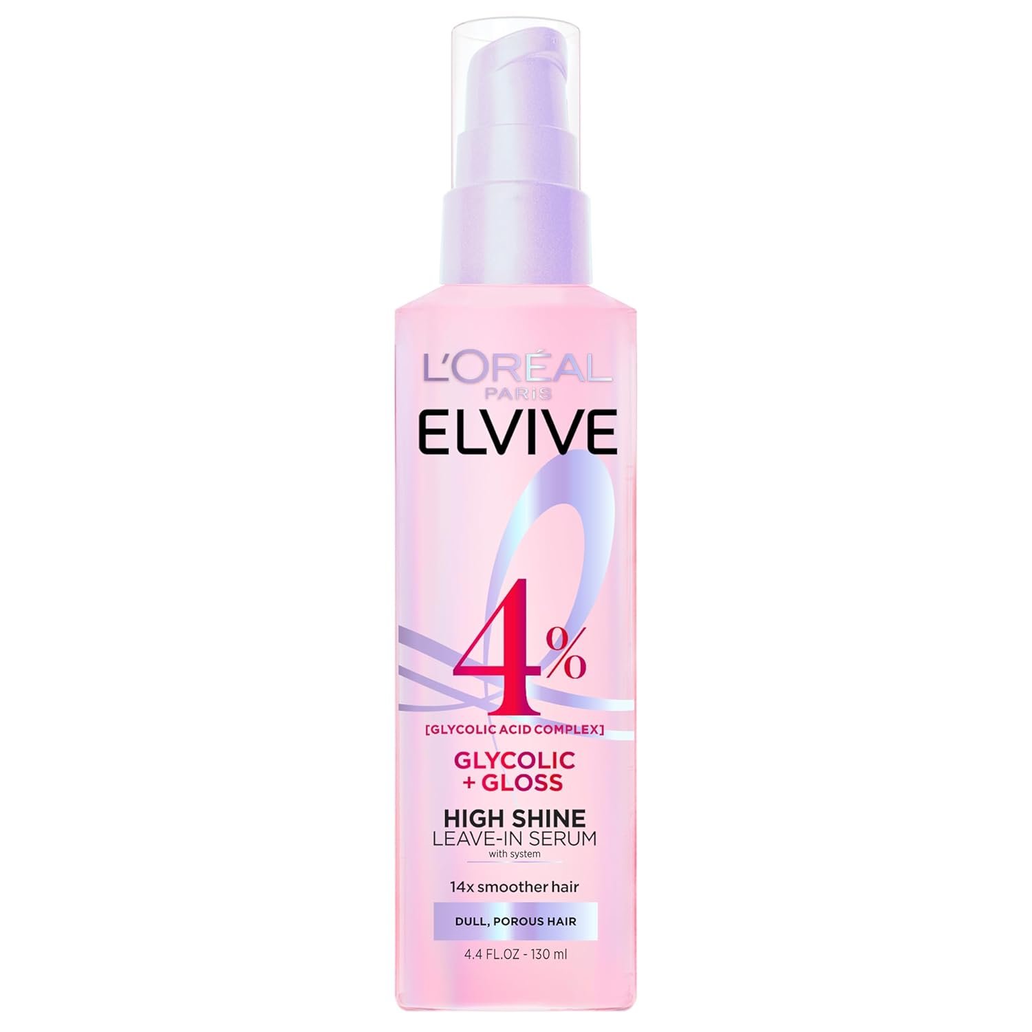 L’Oreal Paris Elvive Glycolic + Gloss High Shine Leave-In Hair Serum, Smooths Dull, Porous Hair Into High-Shine, Glossy Hair, 4.4 Fl Oz