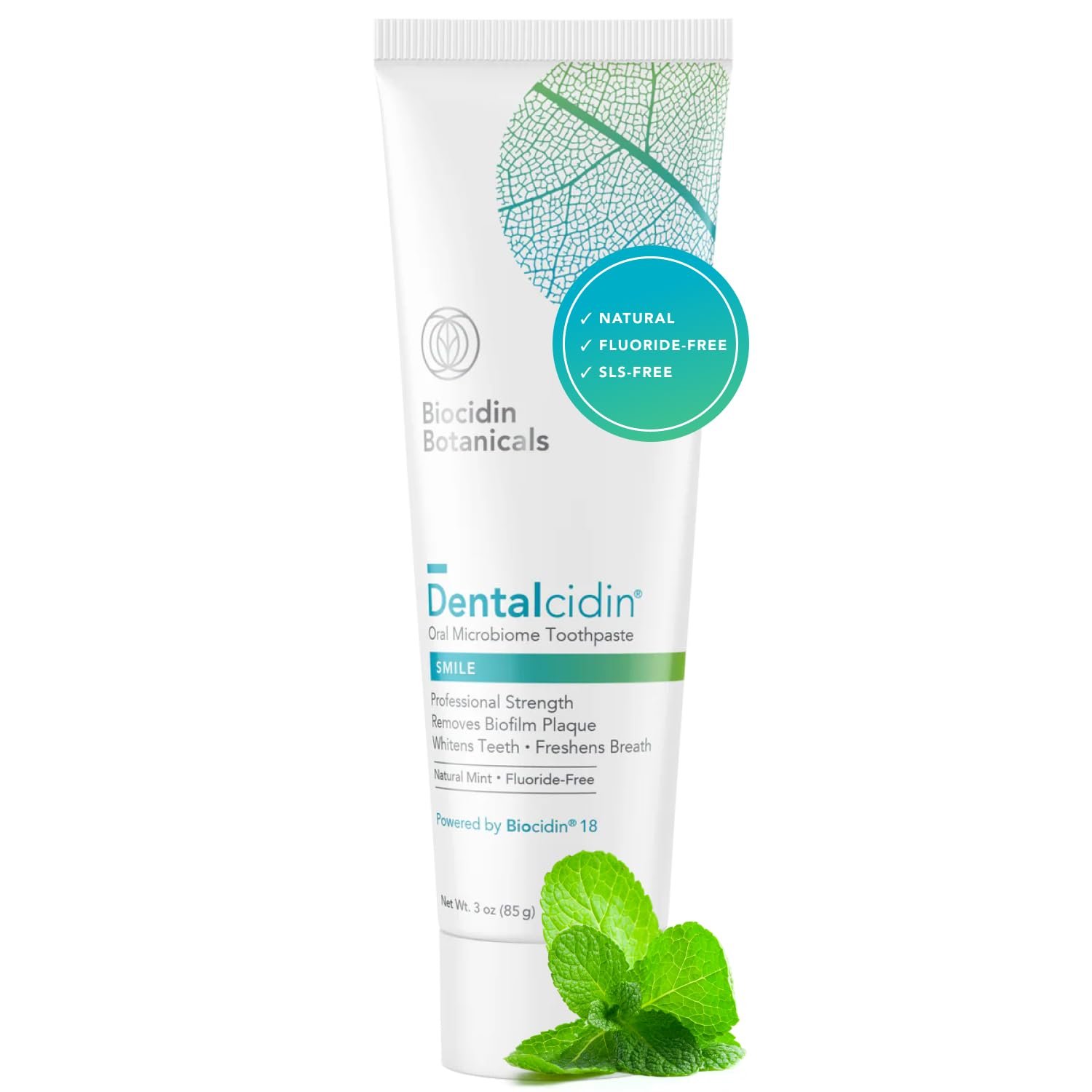 Biocidin Dentalcidin Whitening Toothpaste – Mint Fluoride Free Toothpaste for Sensitive Teeth – 18 Botanical Blend – Promote a Healthy Oral Microbiome, Plaque Removal, Gum Health – Plant Based (3 oz)