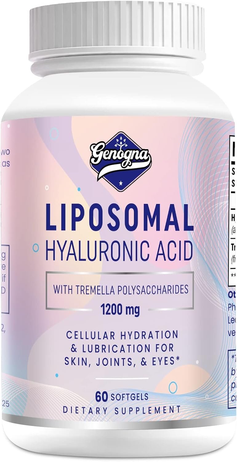 Liposomal Hyaluronic Acid Supplement 1000mg for Skin and Hair,1Pack | High Bioavailable Hyaluronic Acid Capsules with Tremella Polysaccharides, Double Strength Skin Hydration,Joint Lubrication