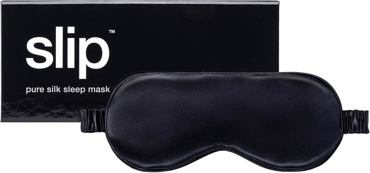 slip Pure Silk Sleep Mask – 100% Mulberry Silk, Ultra Soft & Comfortable, Blocks Light for Restful Sleep| Adjustable Strap for Perfect Fit, Gentle on Skin & Hair (Black – 1 Count Pack of 1)