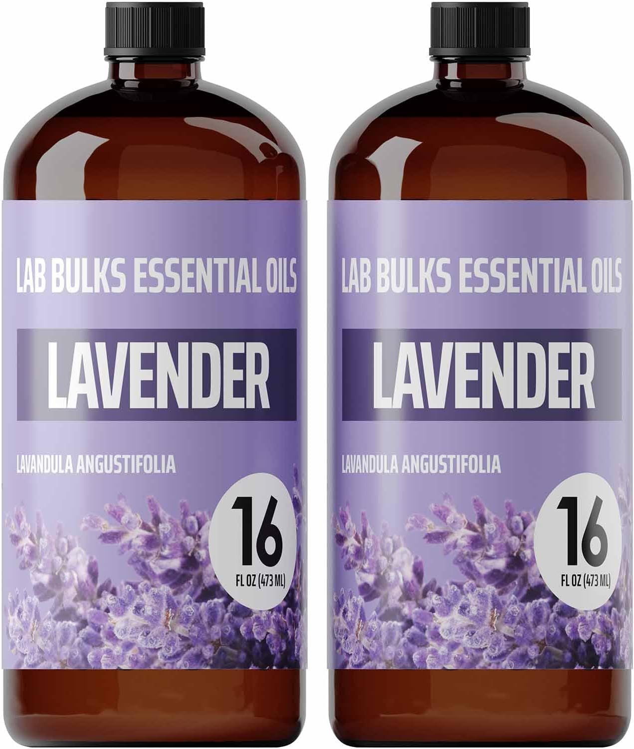 Lab Bulks Essential Oil (2-Pack) Lavender Essential Oil for Diffusers, Candles, Hair, Spray, Home – 16 oz Bulk