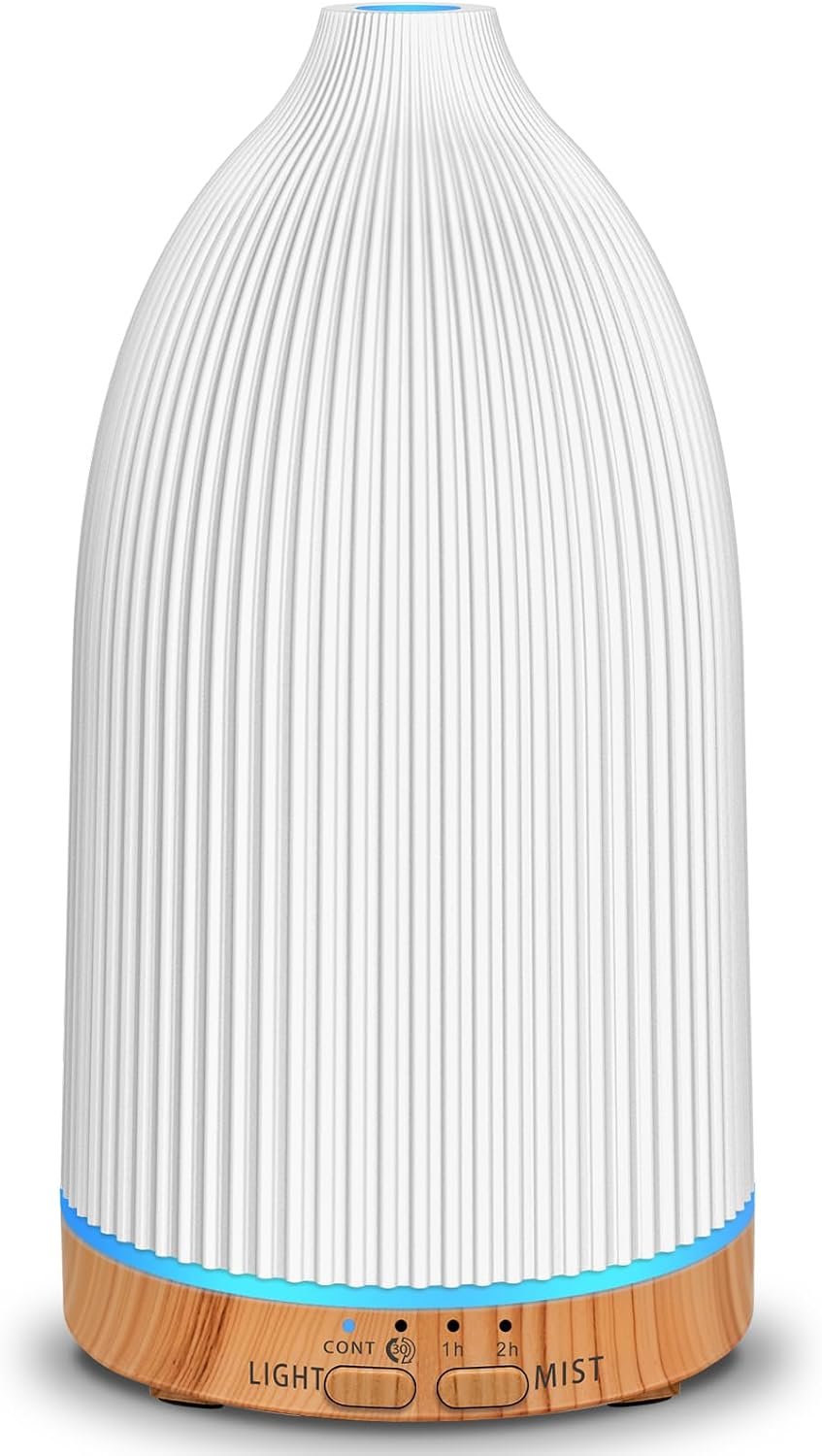 URPOWER 150ML Essential Oil Diffusers for Home, Ultrasonic Aromatherapy Diffuser with 7 Color Changing Lights, Timer & Auto Shut-Off, Scent Diffuser for Bedroom, Office, Yoga
