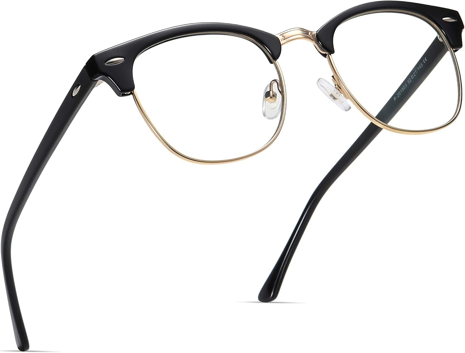 Blue Light Blocking Glasses Vintage Half Frame UV Clear Lens Anti Eyestrain Computer Gaming Glasses for Women Men