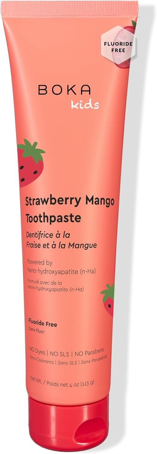 Boka Fluoride Free Toothpaste Nano Hydroxyapatite Toothpaste – Strawberry Mango Flavor, 4 oz 1Pk