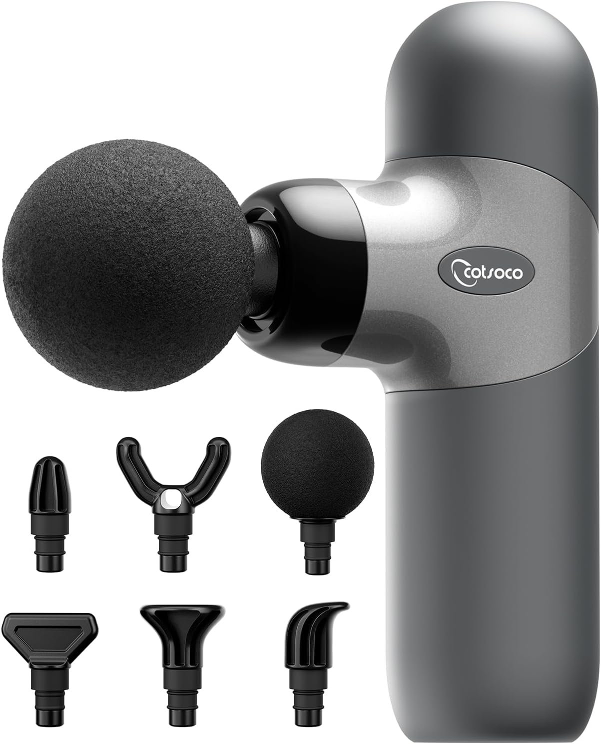 cotsoco Mini Massage Gun, Deep Tissue Percussion Muscle Massager, Compact Portable Handheld Massager with 6 Heads & 4 Speeds, Quiet for Home, Gym, Office, Travel, Gift for Men and Women