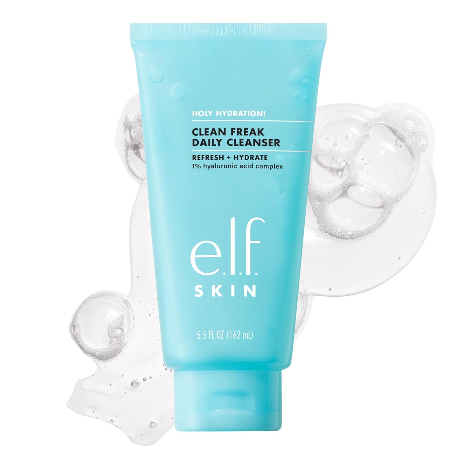 e.l.f. SKIN Holy Hydration! Clean Freak Daily Cleanser, Gentle Hydrating Gel Face Cleanser, Made With Hyaluronic Acid, Vegan & Cruelty-Free, 5.5 fl oz
