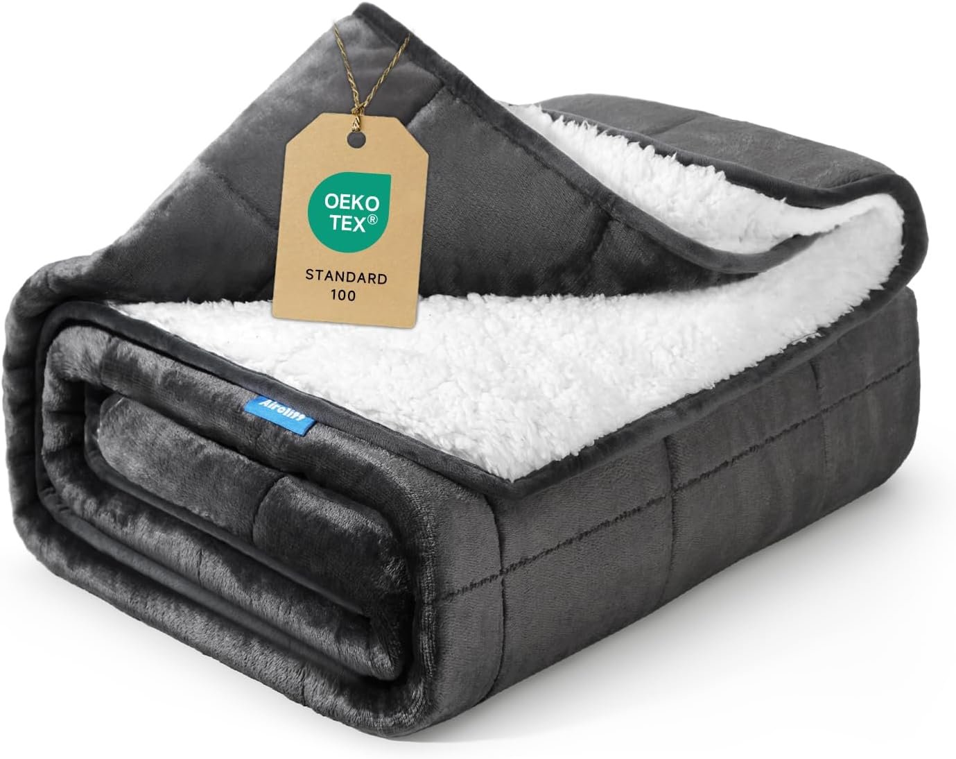 Weighted Blanket 15 lbs 60×80 inches, Sherpa Fleece Throw Blanket for Adult, Fuzzy Fluffy Soft Cozy Heavy Blanket for Couch Sofa, Plush Thick and Warm Winter Blanket Queen Size Bed