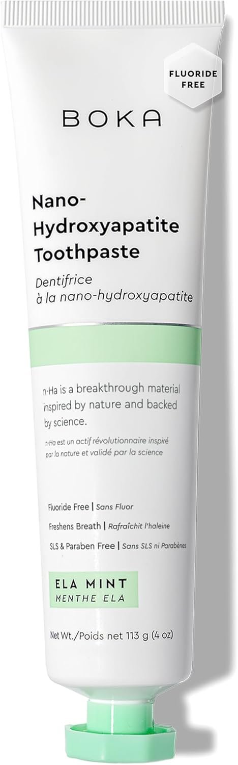 Boka Fluoride Free Toothpaste, Nano Hydroxyapatite Toothpaste, Appropriate for Sensitive Teeth – for Adult Oral Care – Ela Mint Flavor, 4 Fl Oz 1Pk