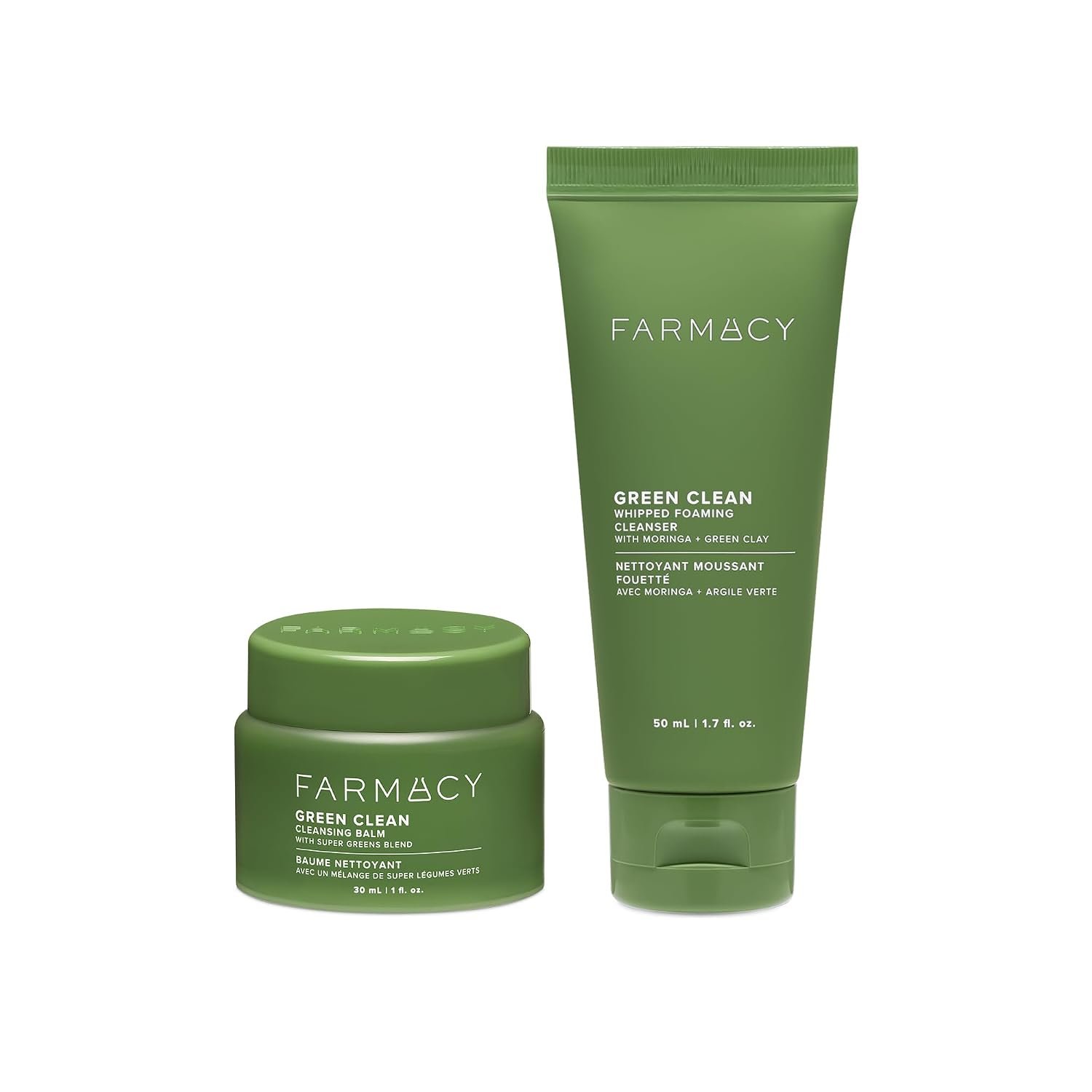 Farmacy Deep Double Cleanse Skincare Gift Set – Green Clean Makeup Remover Cleansing Balm & Whipped Foaming Face Wash for Oily Skin – Melts Away Makeup & Helps Promote Healthy Skin (2 Count)