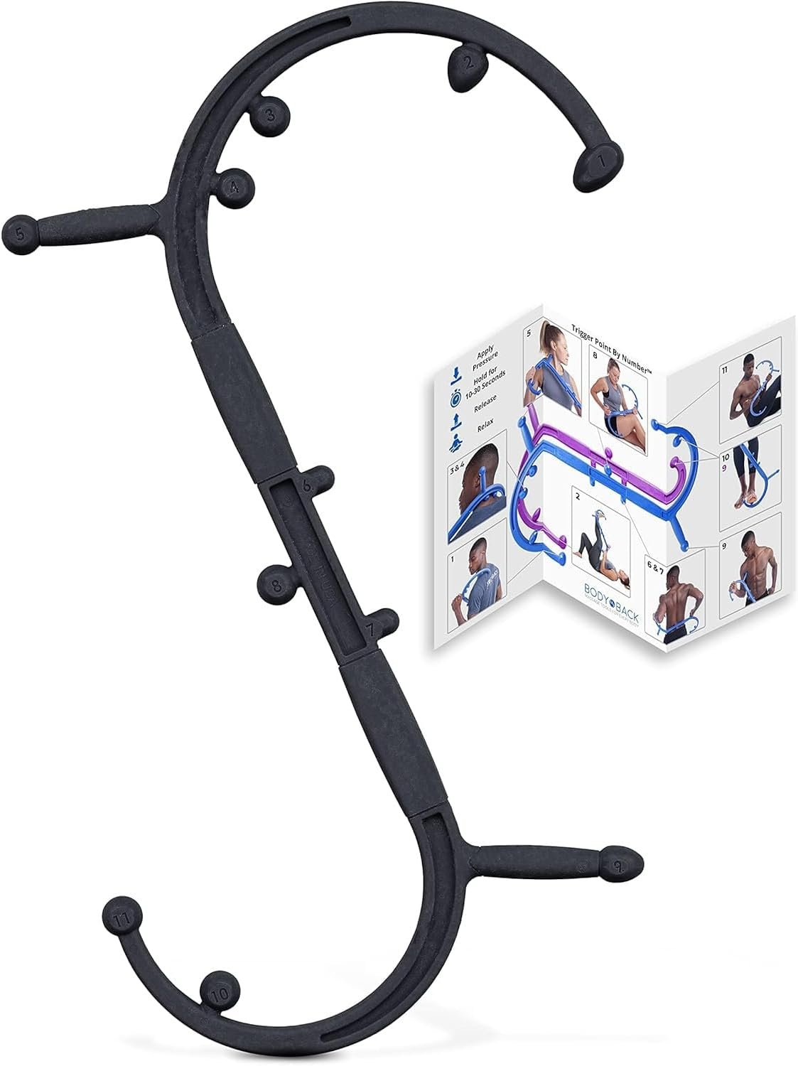 Body Back Buddy Elite Black FSA Eligible Neck Massager for Pain Relief Deep Tissue Back Therapy Tool Therapeutic Trigger Point Hook for Muscle Knot & Myofascial Release Shoulder Pressure Point Relief