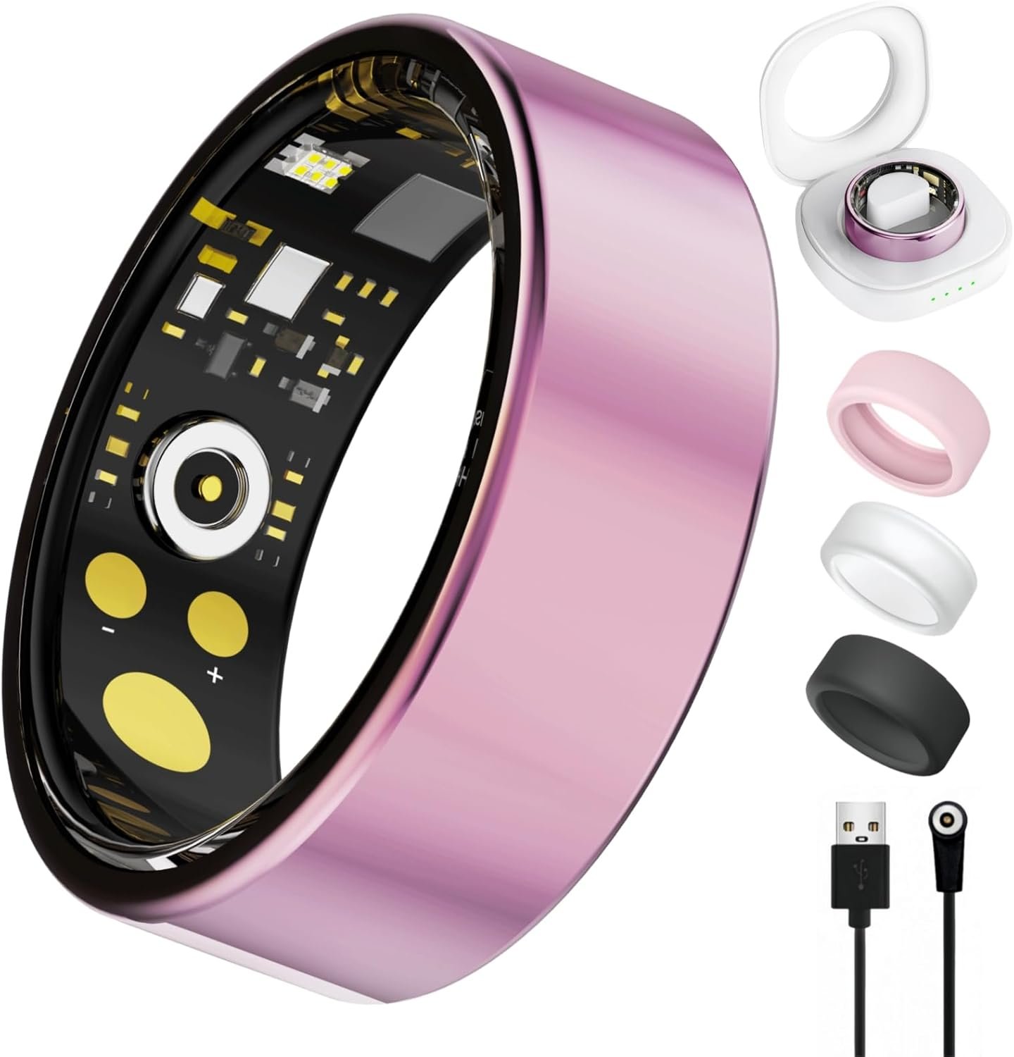 Smart Ring for Women & Men, Health Tracker Ring with Heart Rate, Blood Oxygen,Blood Pressure, IP68 Waterproof Fitness Ring, Sleep Tracker for iPhone and Android, No APP Fee