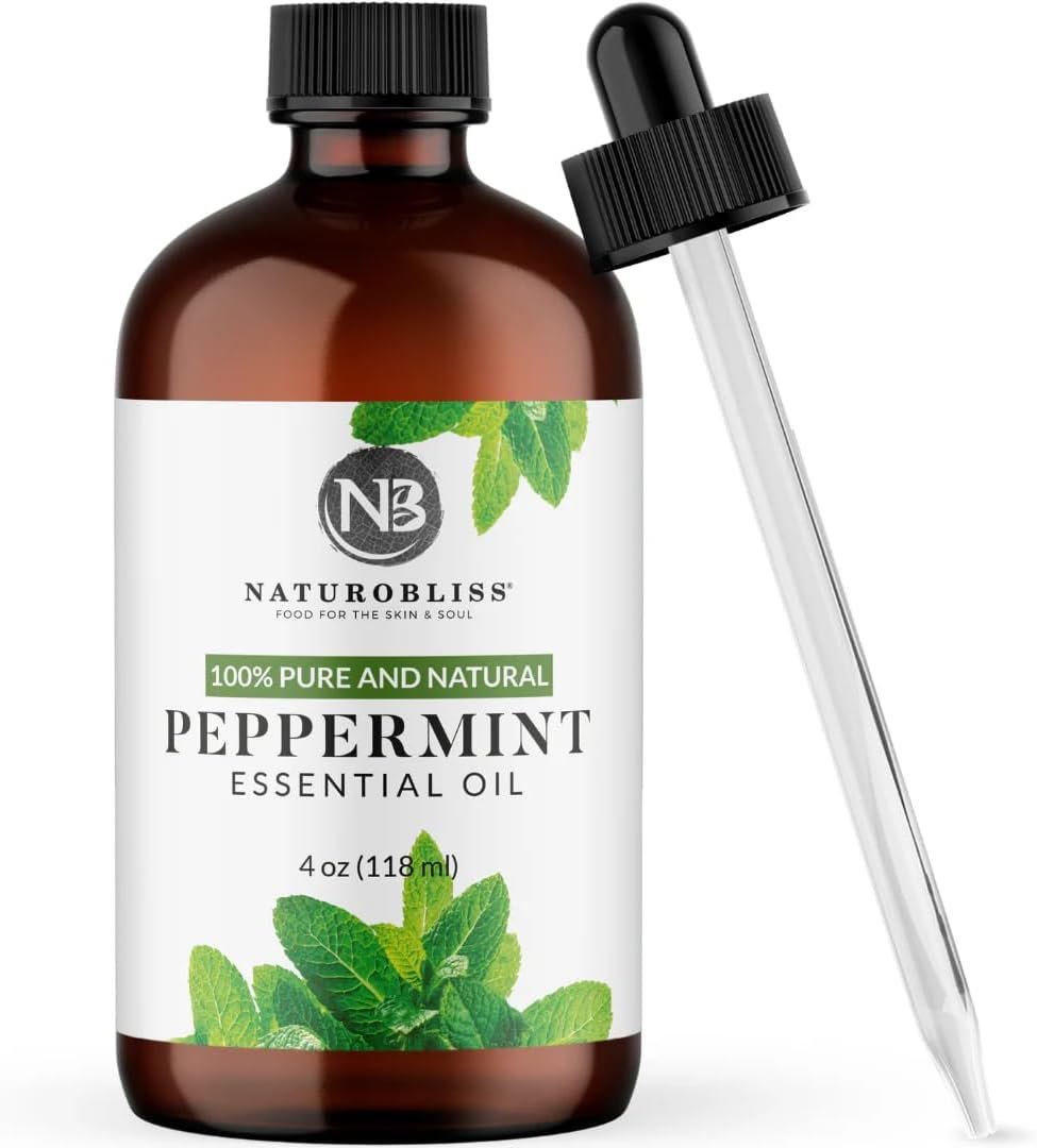 NaturoBliss Peppermint Essential Oil, 100% Pure and Natural Therapeutic Grade, Premium Quality Peppermint Oil, 4 fl. Oz – Perfect for Aromatherapy and Relaxation