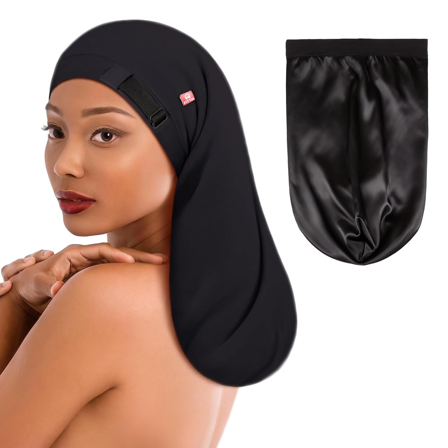 Long Silk Satin Bonnet for Braids, XL Dreadlocks for Curly Frizzy Hair Sleeping, Large for Black Women Men