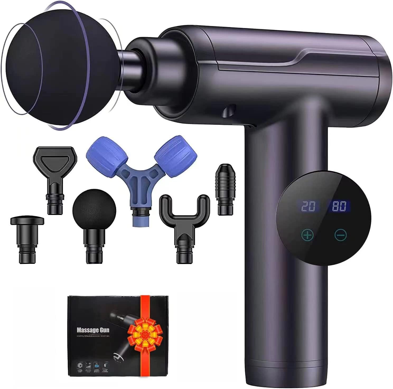 Rexin Scisfuture Massage Gun – Deep Tissue Percussion Massage with 6 Heads, 20 Speeds for Athletes, Relieves Sore Muscles