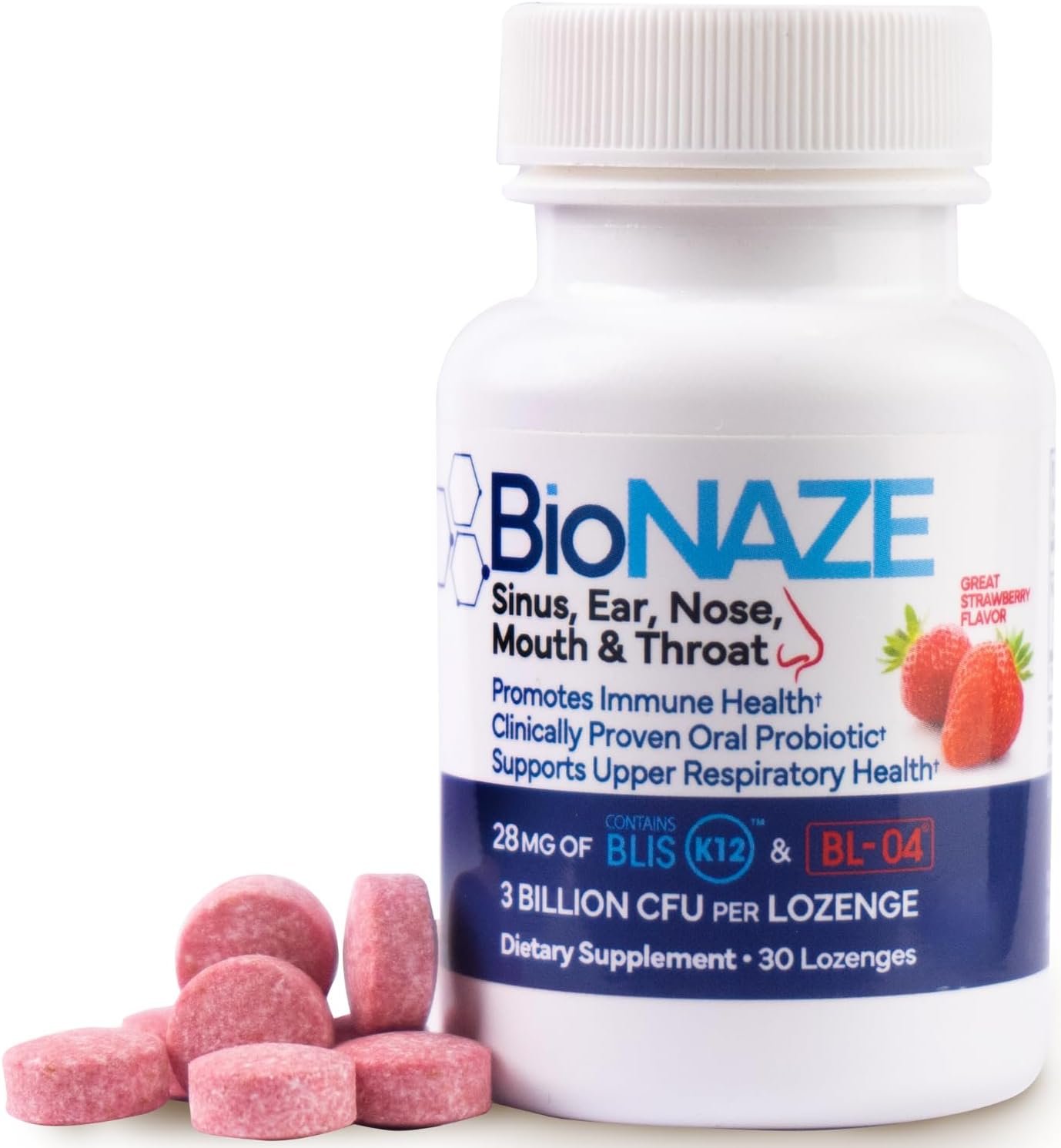 BioNaze Oral Probiotic BLIS K12 & BL-04 for Sinus, Tonsil Stones, Bad Breath, Post Nasal Drip, Throat, Mouth, Teeth & Gut – Improve Oral & Respiratory Health. Clinically Proven Probiotic Strains 30 ct