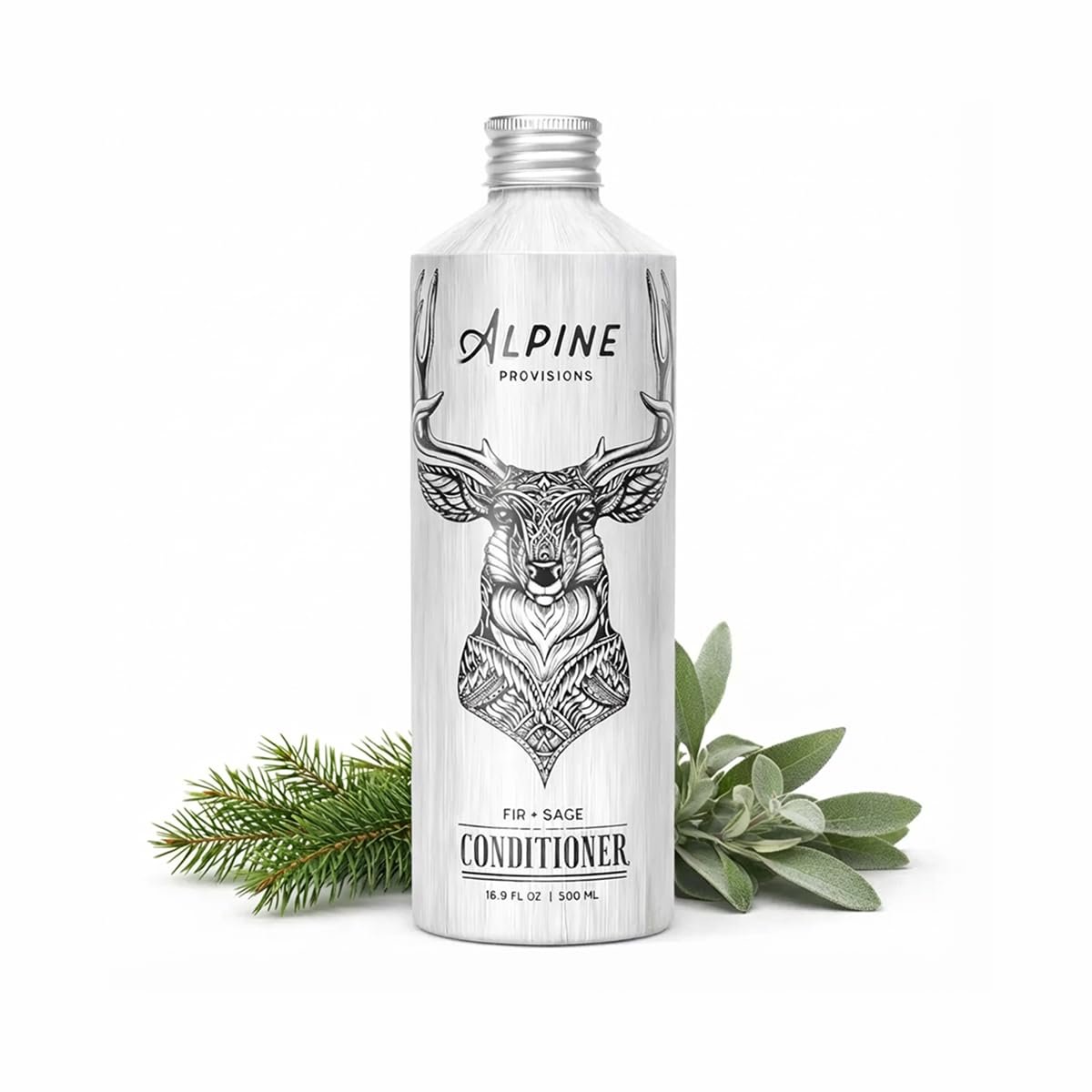 Alpine Provisions Natural & Organic Conditioner with Fir & Sage – Moisturizing Hair Conditioner with Aloe Vera, Sunflower Oil & Essential Oils – Sulfate-Free, Vegan, Plant Based – 16.9 fl oz