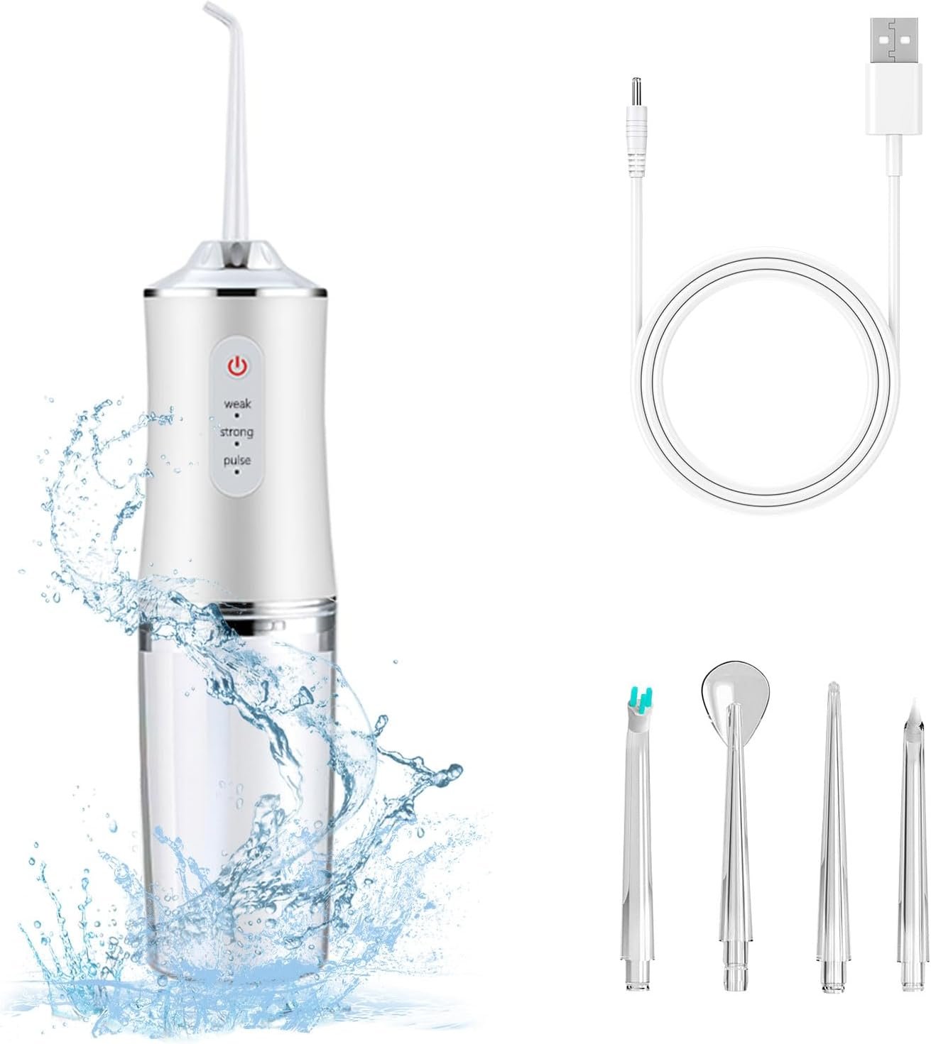 Electric Water Flosser Cordless for Teeth 3 Modes 4 Jet Tips Cleaning and Flossing Water Dental Portable Floss Irrigator Oral Water Flossed Rechargeable Tonsil Stone Travel Adults Birthday Gift