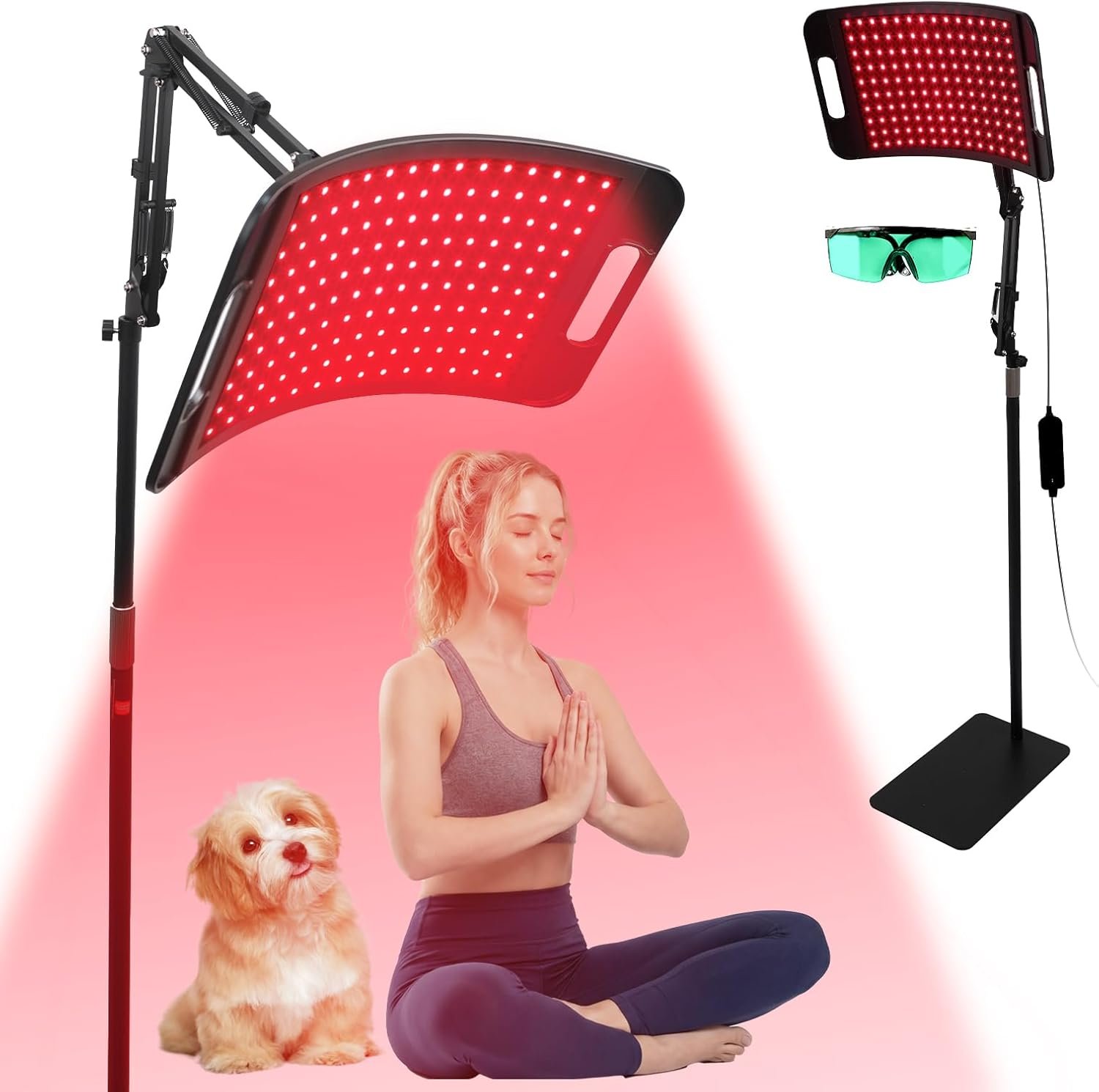 Red Light Therapy for Face and Body, 140PCS 3-in-1 LED Red Infrared Light Therapy Lamp Panel 660nm / 850nm /940nm Wavelength with Adjustable Stand&Protective Goggles–Home Use Gift for Man, Women&Pet