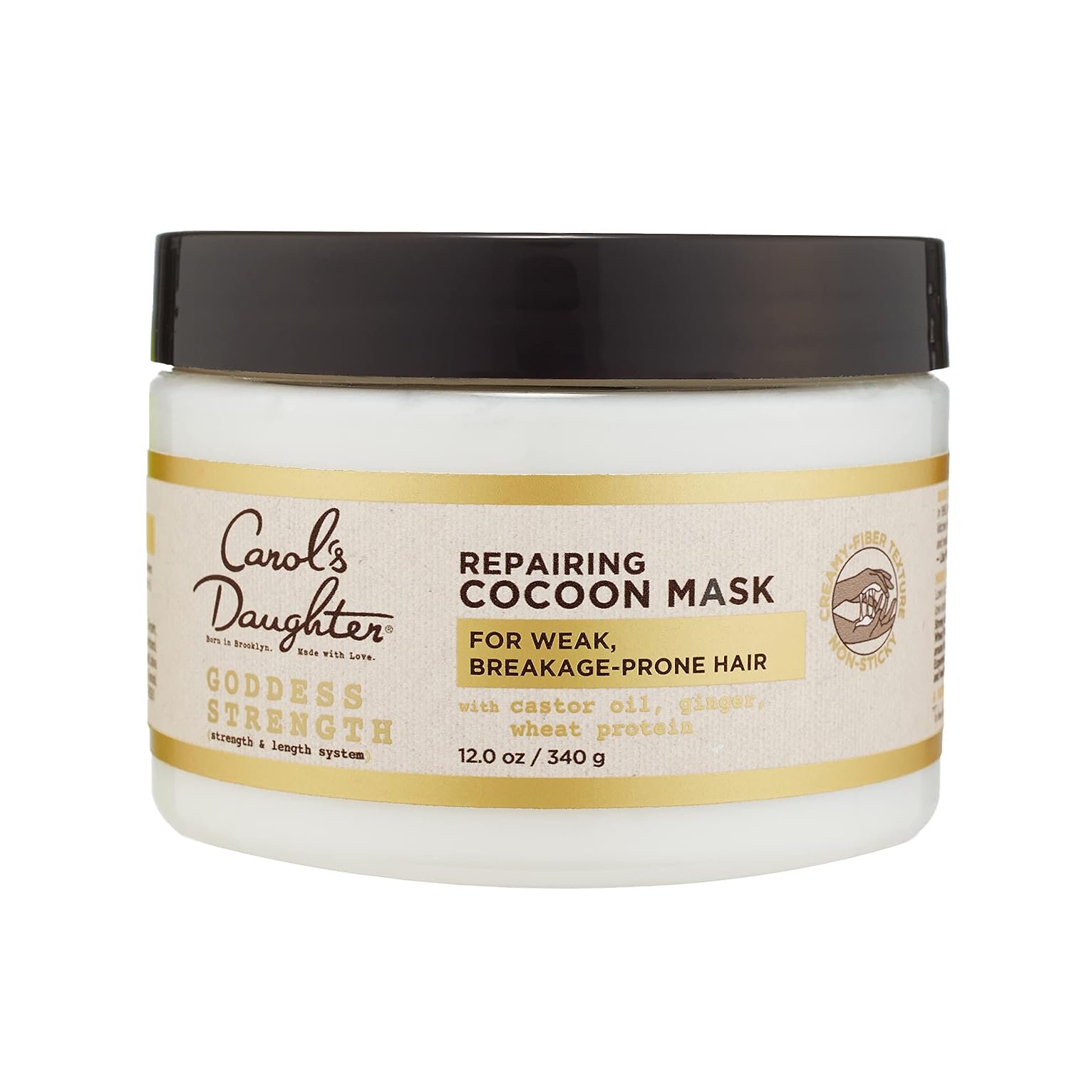 Carol’s Daughter Goddess Strength Repairing Cocoon Hydrating Hair Mask for Waves, Coils and Curls, Hair Treatment With Castor Oil, 12 Oz
