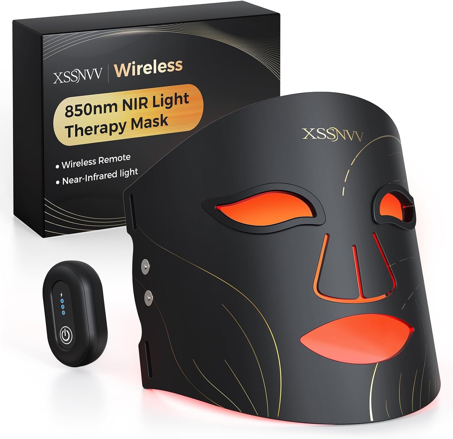Red Light Therapy for Face, Cordless LED Face Mask with 4 Light Modes (NIR 850nm, Red 620nm, Blue, Amber), 272 LEDs, 10-Min Timer, Rechargeable for Glowing Skin at Home