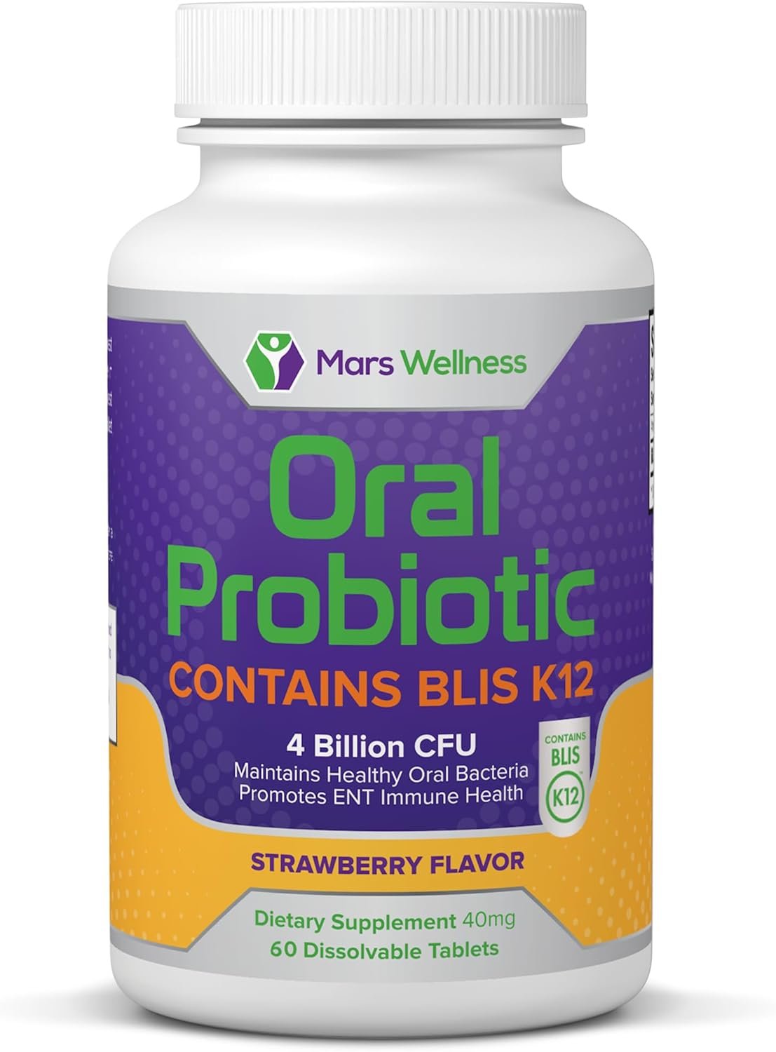 Oral Probiotic Supplement with BLIS K12 4 Billion CFU – Now Dairy Free 60 Day Supply Bottle for Bad Breath, Strep, Cavities, Gum Oral and Dental Health – Sugar Free – USA Made – 60 Count