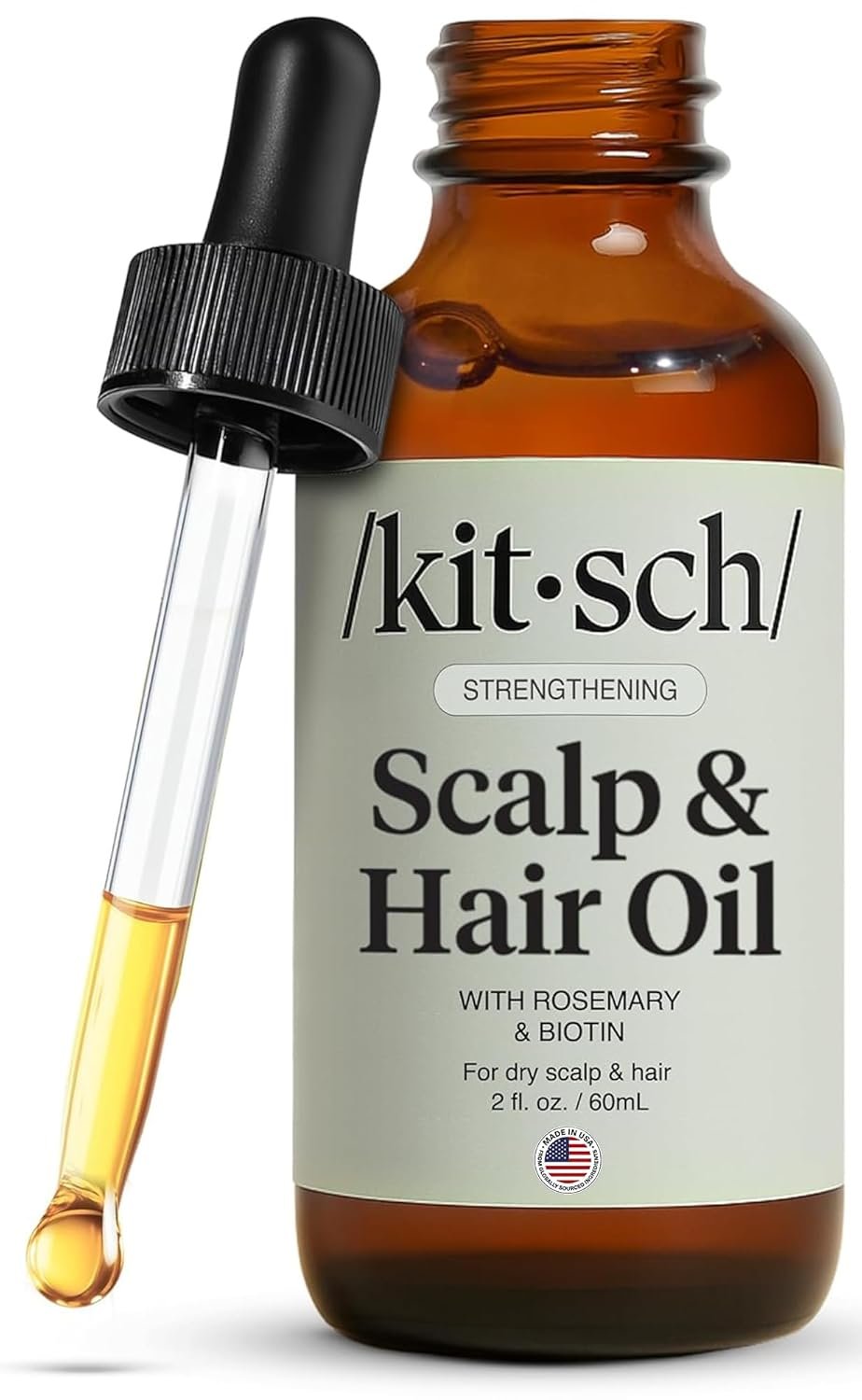 Kitsch Rosemary Oil for Hair Growth – Pre-Wash Hair Oil with Castor, Biotin, Jojoba – Hair Care, Adds Shine, Strengthens Roots, Scalp Treatment | Ideal Gifts for Women – Lavender Scent, 60mL