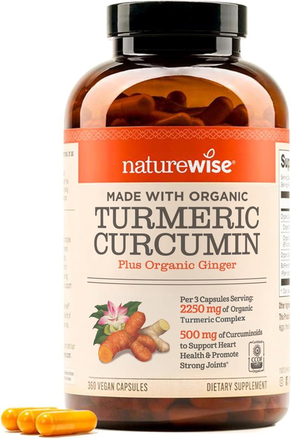 NatureWise Curcumin Turmeric 2250mg – Advanced Absorption from 95% Curcuminoids & BioPerine Black Pepper Extract – Daily Joint and Immune Health Support – Vegan, Non-GMO, 360 Count[120-Day Supply]