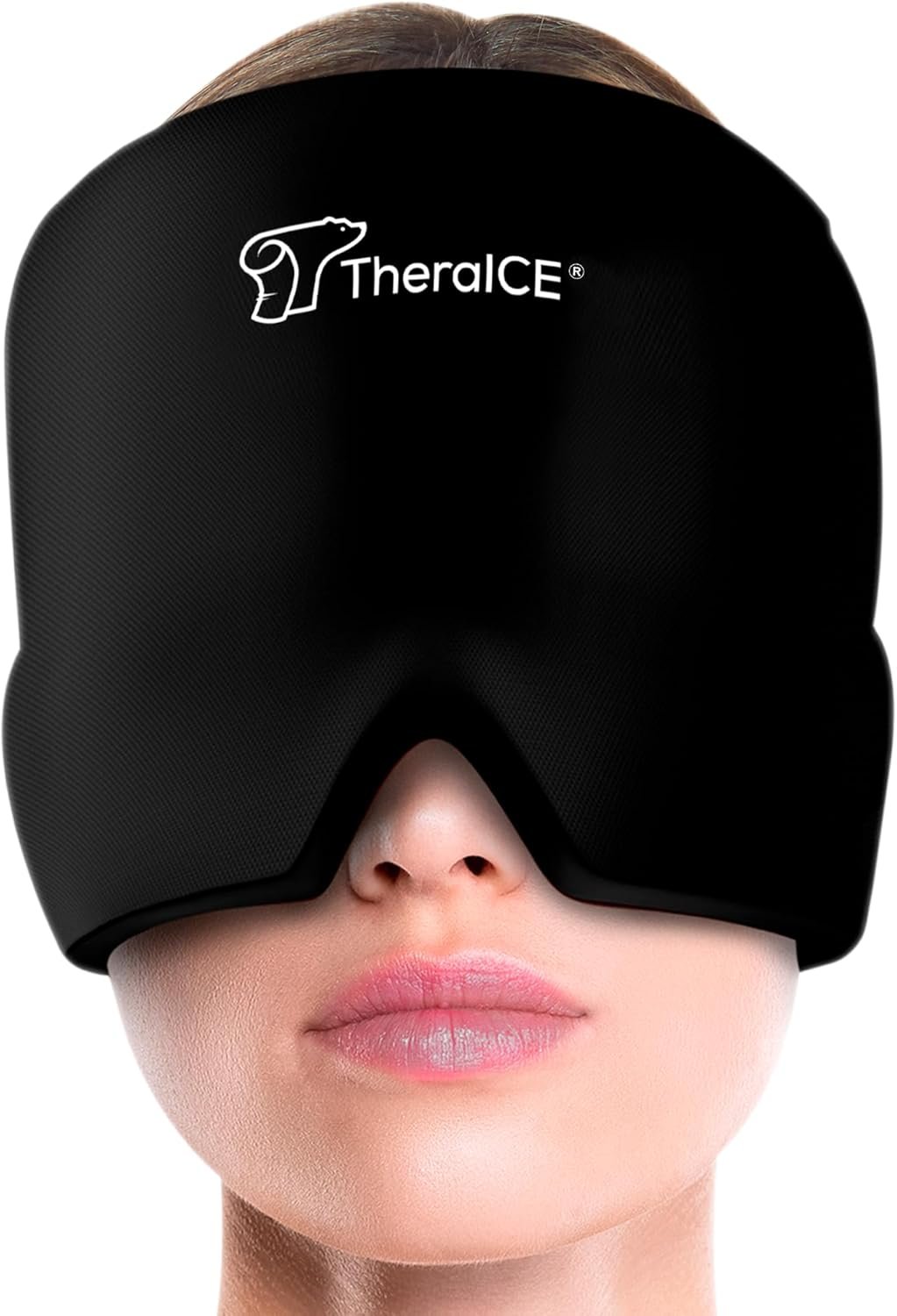 TheraICE Migraine Relief Cap | Soothing Headache Hat Ice Pack Mask | Face Cold Compress Cooling Gel Head Wrap Products for her Sinus Tension Stress Hangover & Puffy Eyes | Great Birthday Gift for Mom