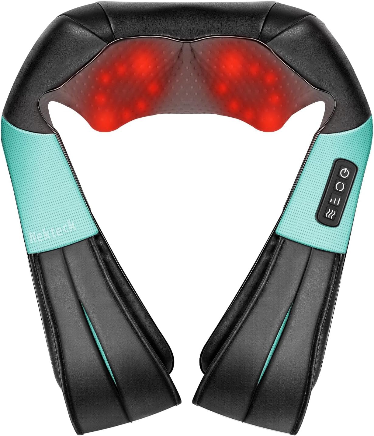 Nekteck Shiatsu Neck Massager with Heat for Pain Relief Deep Tissue, 2026 Upgraded 3D Back Shoulder Kneading Massage Pillow, Body Muscle Relaxation Tools Gifts for Him Her, Blue (NOT Cordless)