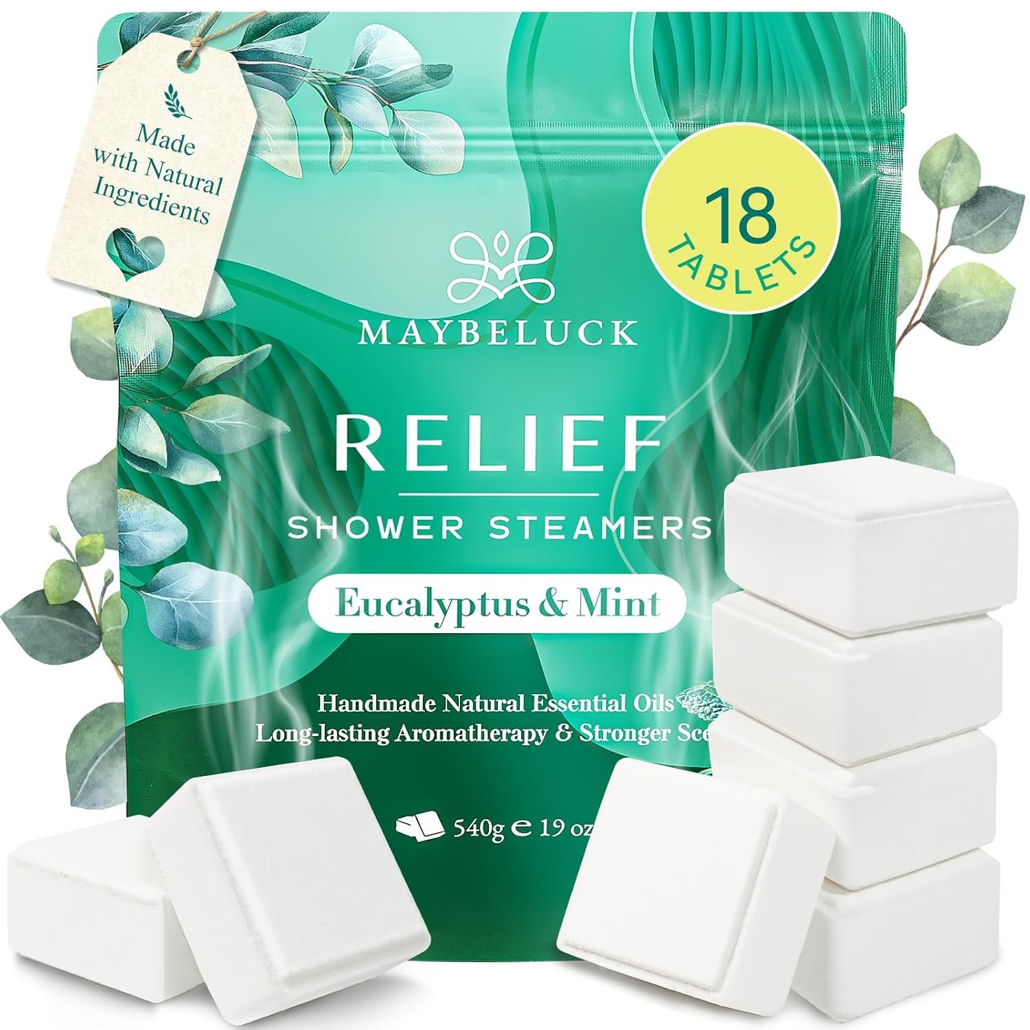 Shower Steamers Aromatherapy 18 Pack – Eucalyptus for Shower, Aromatherapy Graduation & Teacher Appreciation Gifts, Stress Relief & Relaxation Self Care Birthday Gifts– Eucalyptus & Mint
