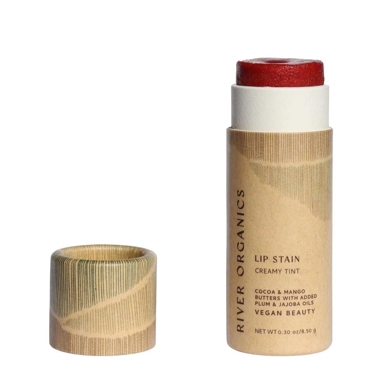 Organic Lip Stain, Zero-Waste Vegan Lip Stain in Fig, Pomegranate or Guava .30 oz / 8.45 g Long Lasting, Toxic Free, (Pomegranate)