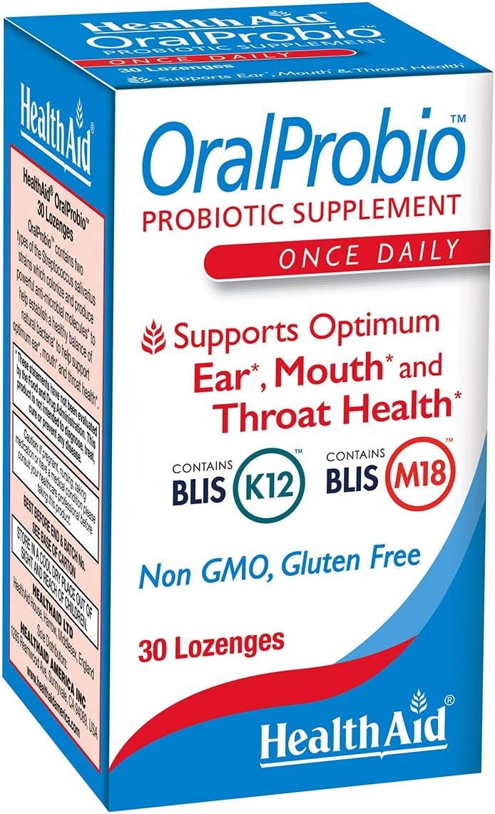 HealthAid OralProbio – BLIS K12 & M18 Oral Probiotic Lozenges – Supports Oral & Throat Health and Fresh Breath – Once Daily, Peppermint Flavor