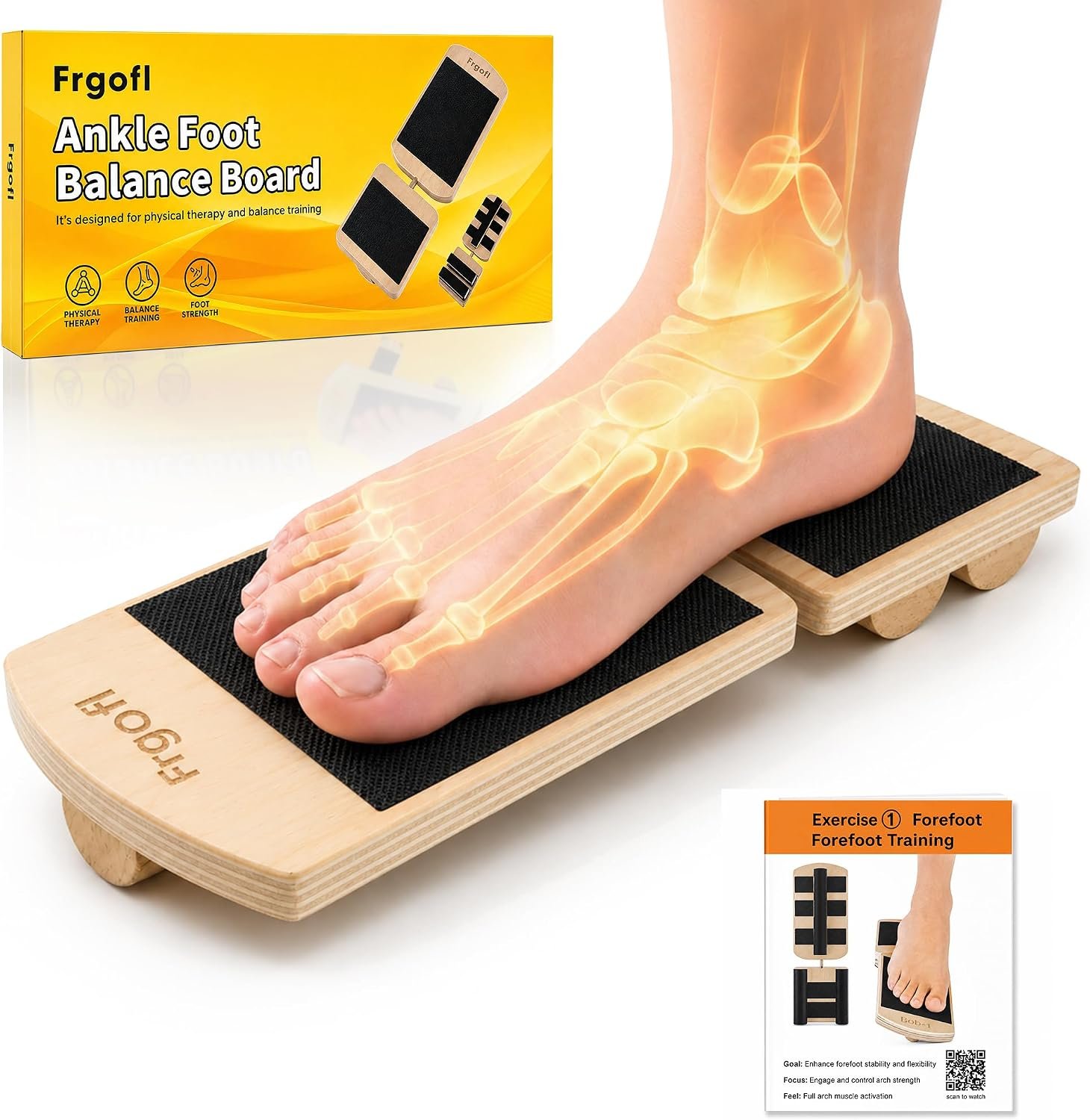 Balance Board for Ankle Strengthening & Physical Therapy – Adjustable Single Leg Board for Recovery from Sprains, Plantar Fasciitis | Stability Trainer with Video Guide and Carry Bag