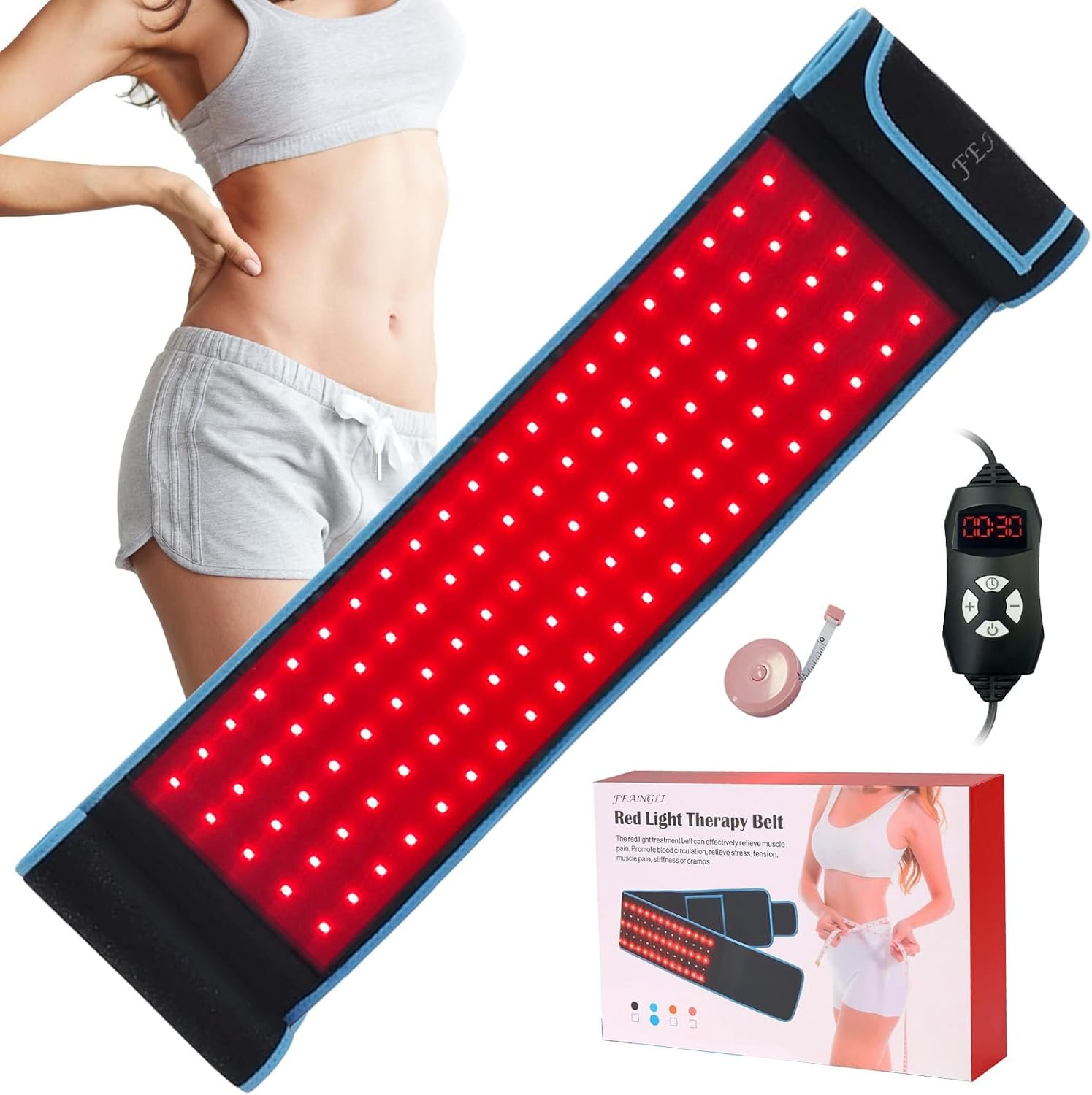 Red Light Therapy Infrared Light Therapy Belt for Body Waist Back Shoulder Leg Knee Muscle Relief, LED 660nm 850nm Wearable Large Red Light Belt with Timer Remote, Ideal Gift for Woman Man