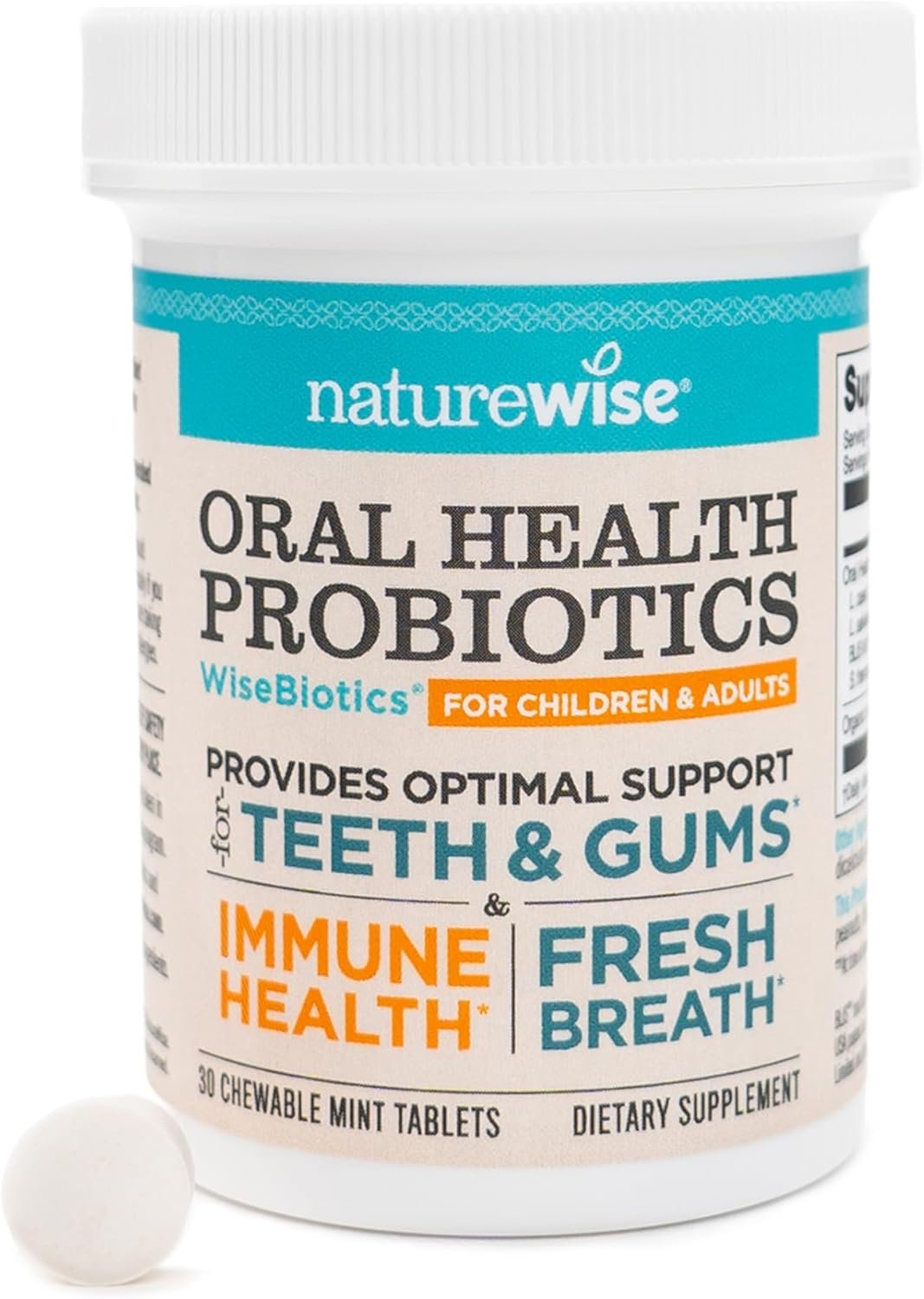 NatureWise Oral Probiotics for Mouth Bad Breath – Chewable Sugar-Free Mint – Lactobacillus reuteri Chewable – Oral Probiotics for Kids & Adults – Non-GMO USA Manufactured – 30 Count[30-Day Supply]