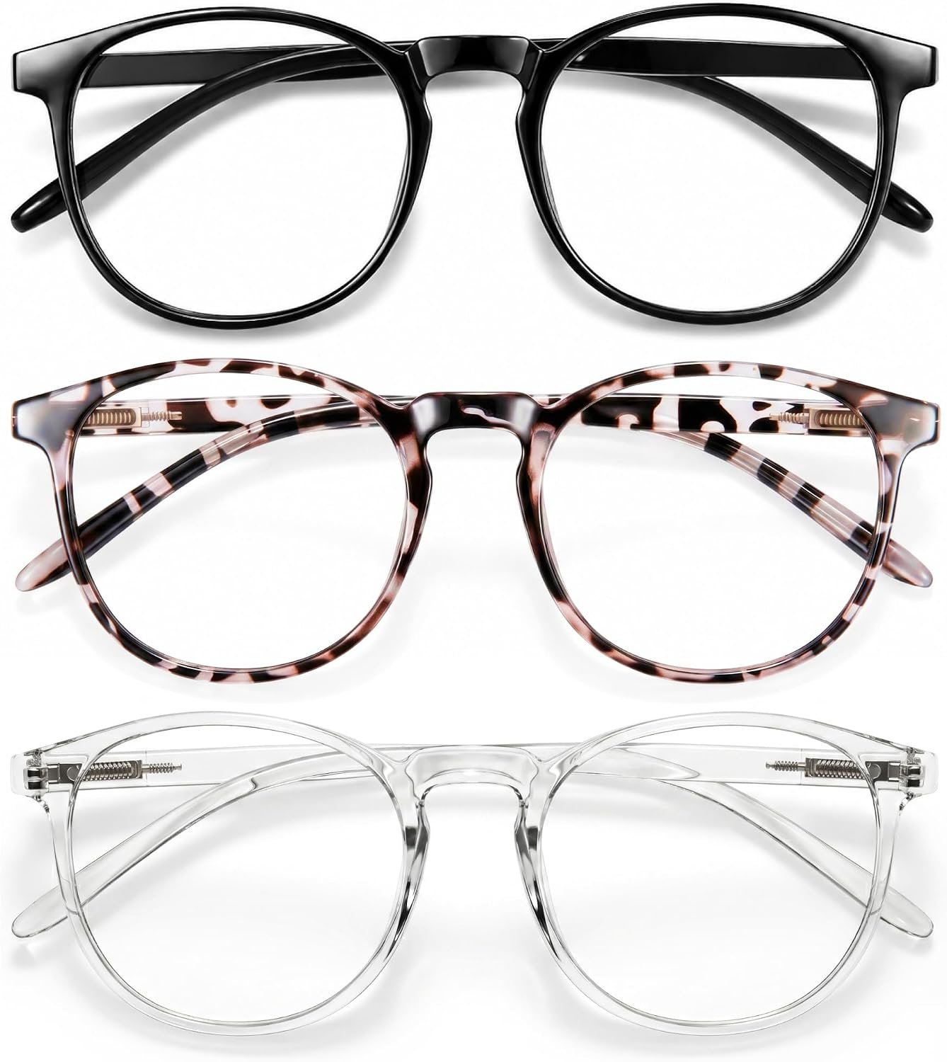 IBOANN Chic & Comfy Blue Light Glasses for Women – 3-Pack Round Frames, Screen-Ready Style with UV Protection Coating