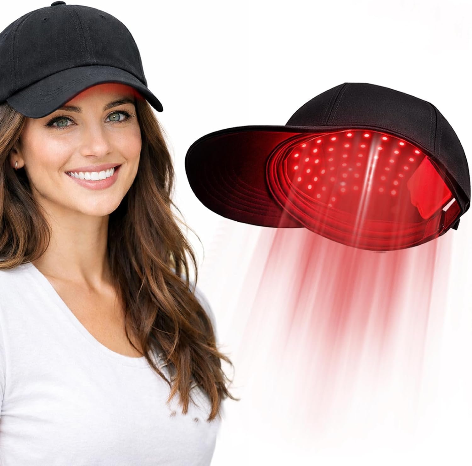 LLLT Laser Hair Growth Cap – 650nm Red Light Therapy for Hair Regrowth, Full Scalp Coverage Treatment for Men & Women with Thinning Hair, Portable & Hands-Free, Black