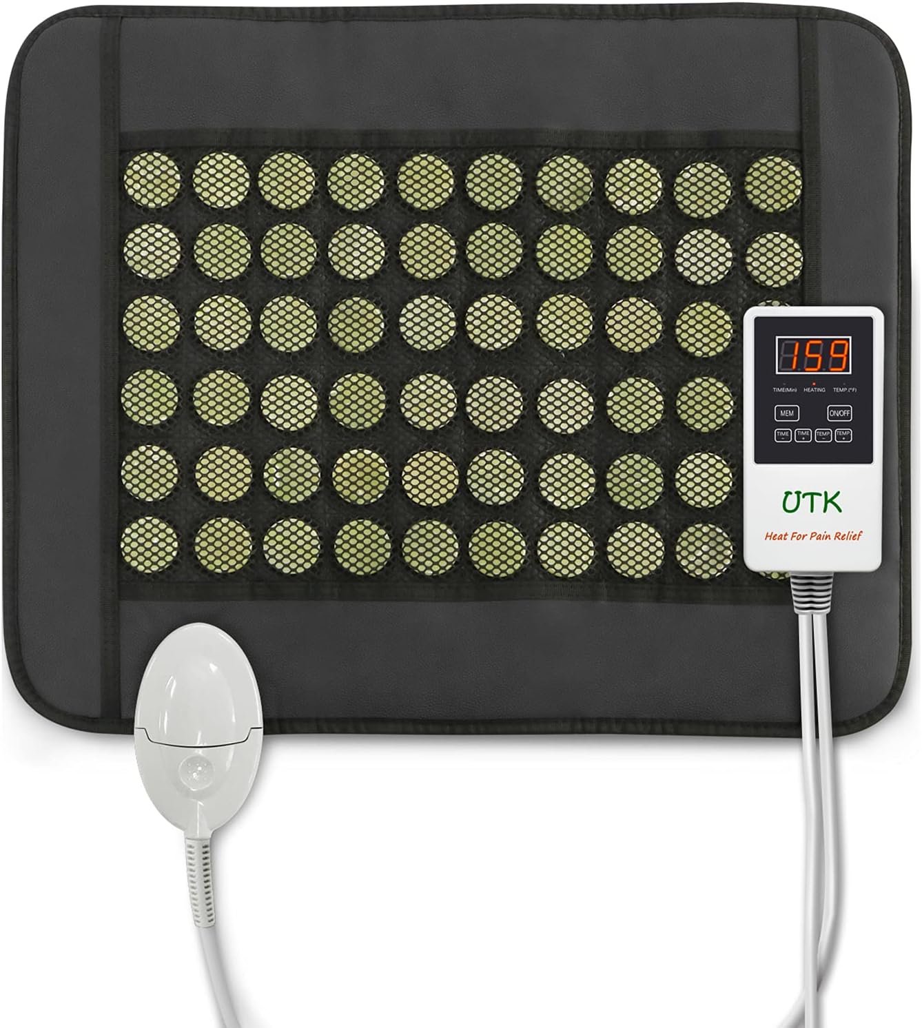 UTK Far Infrared Heating Pad for Back, 5X Deeper Pain Relief Pure Jade Heating Pad with 60 Natural Jades, FSA-HSA Eligible, Hotter to 159℉, 4H Auto Off, Gift for Women Men, Small (19″ X 15″)