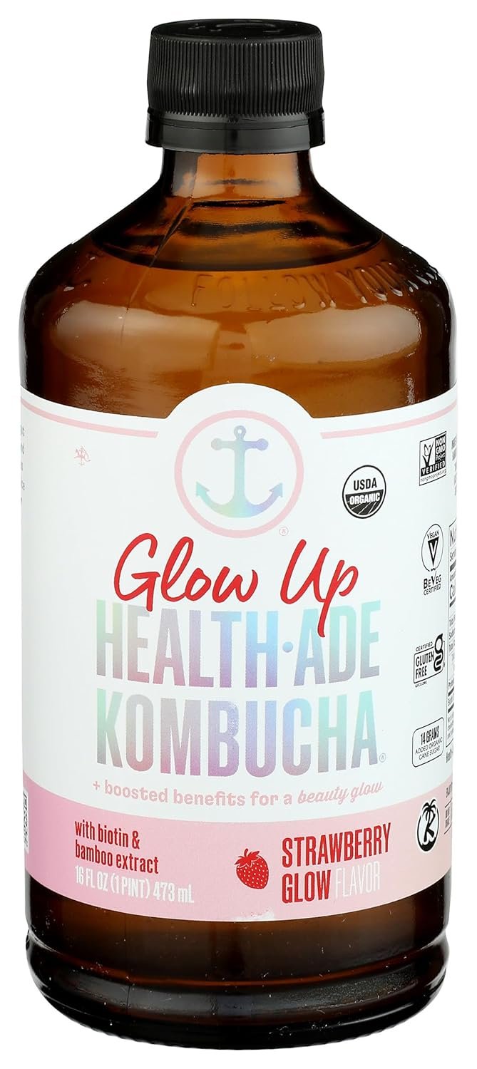 Health Ade, Kombucha Strawberry Glow Organic, 16 Fl Oz