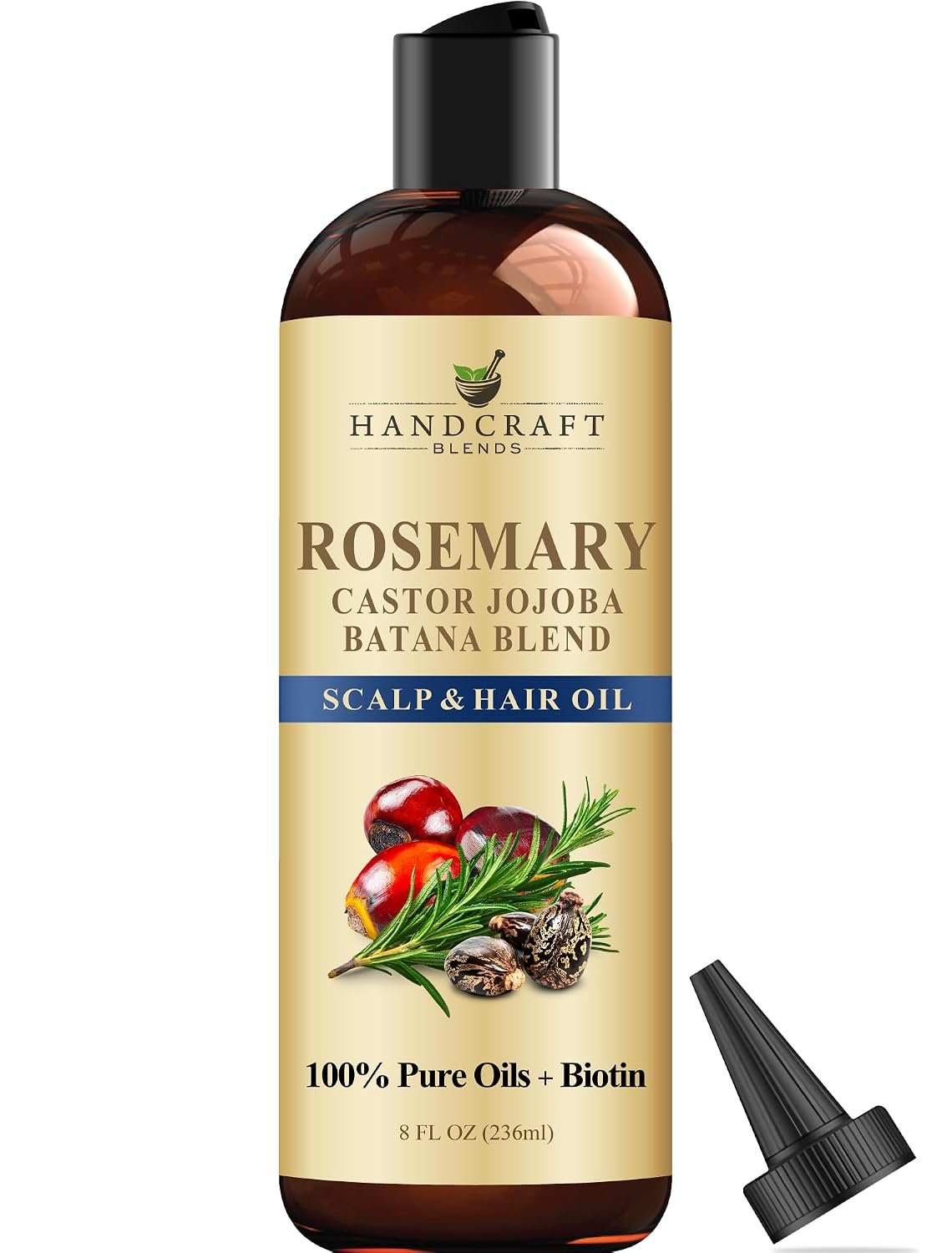 Handcraft Blends Rosemary Oil for Hair 8 Fl Oz | Nourishing Hair Oil | 100% Pure and Natural | Rosemary, Castor, Jojoba, and Batana Oils & Biotin | Carrier Oil